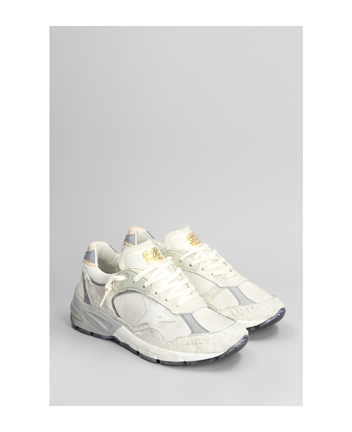 Golden Goose Running Sneakers In White Suede And Fabric - white