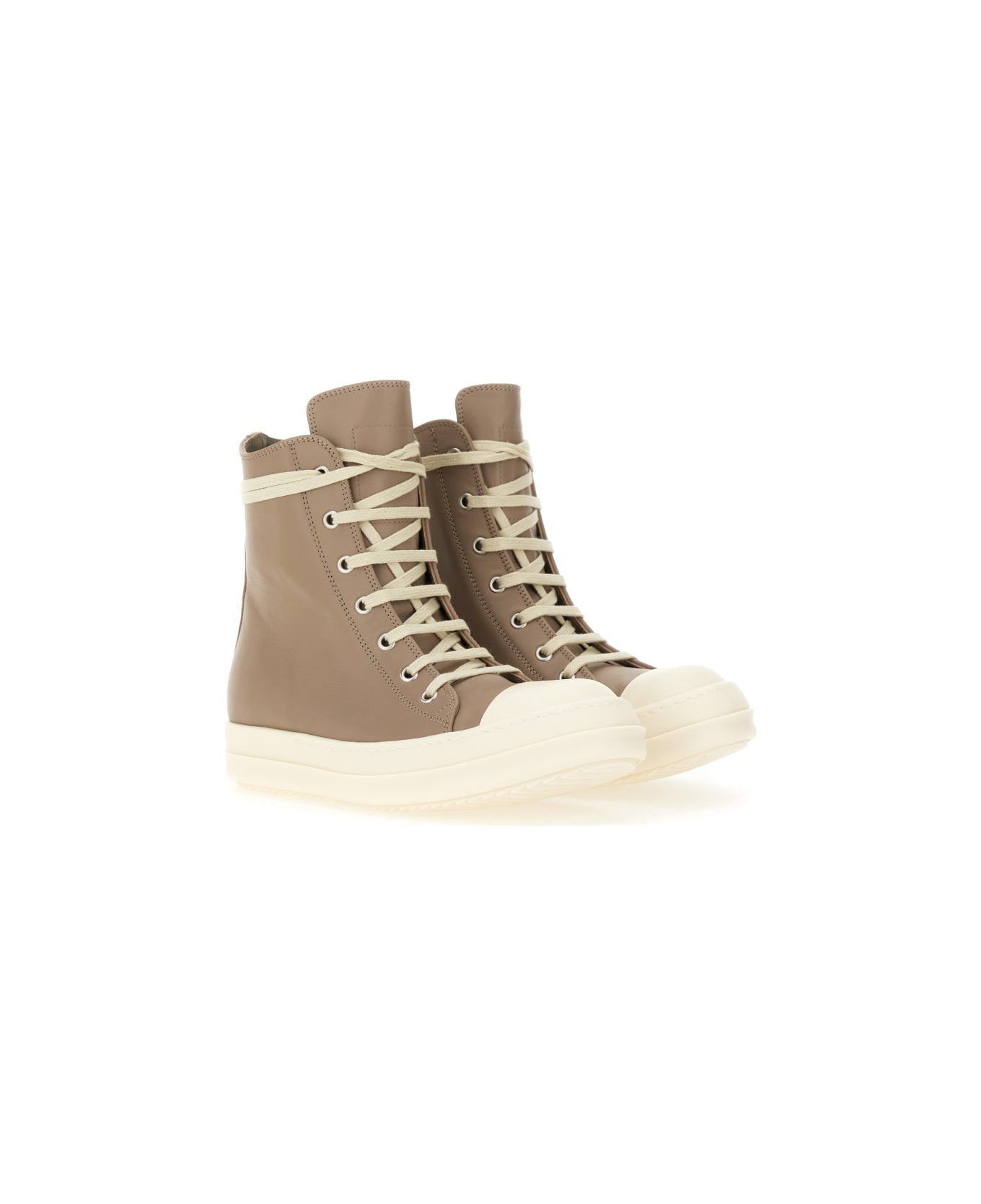 Rick Owens High Sneakers. - BEIGE