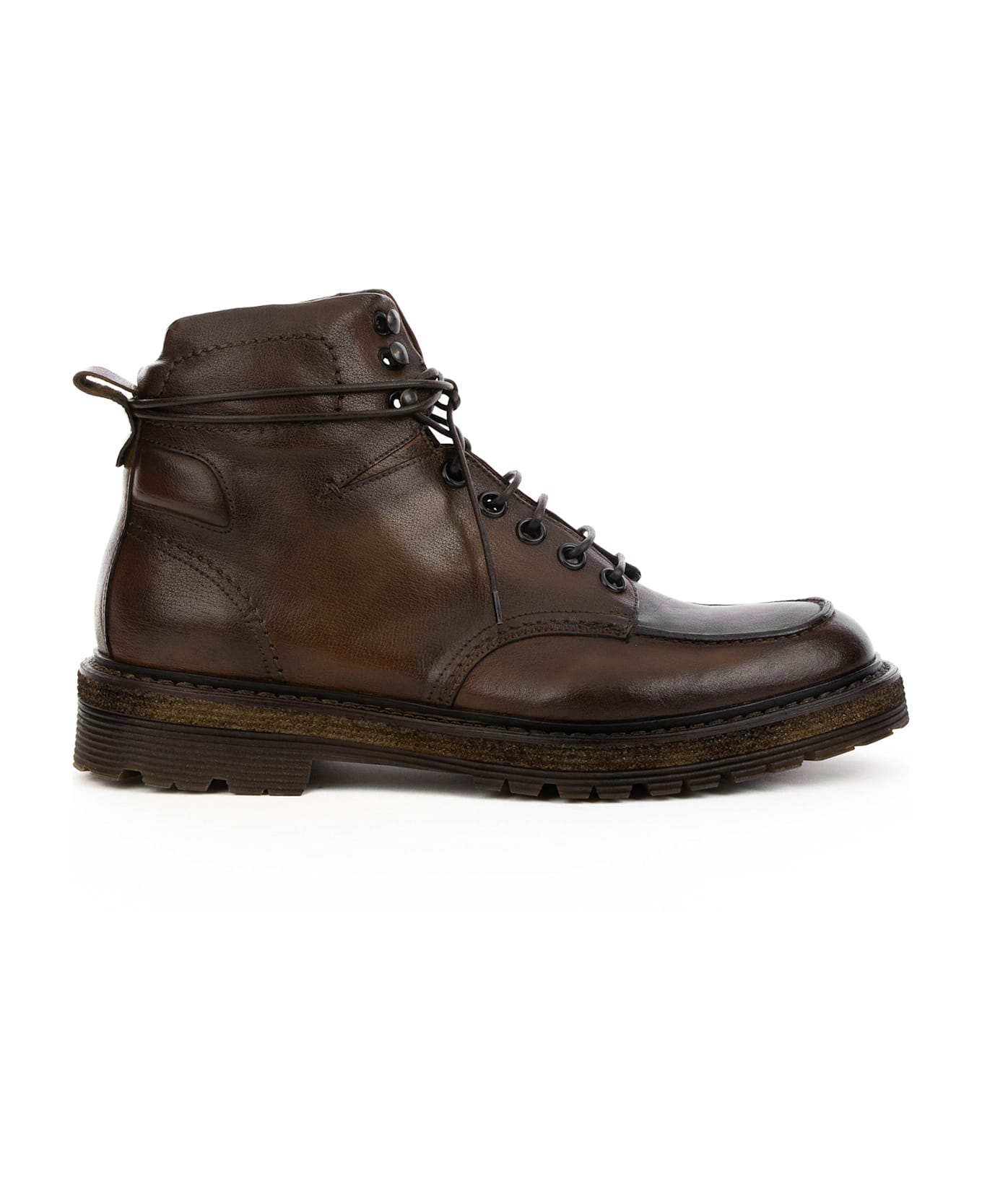 Corvari Mahogany Leather Lace-up Ankle Boot - MOGANO