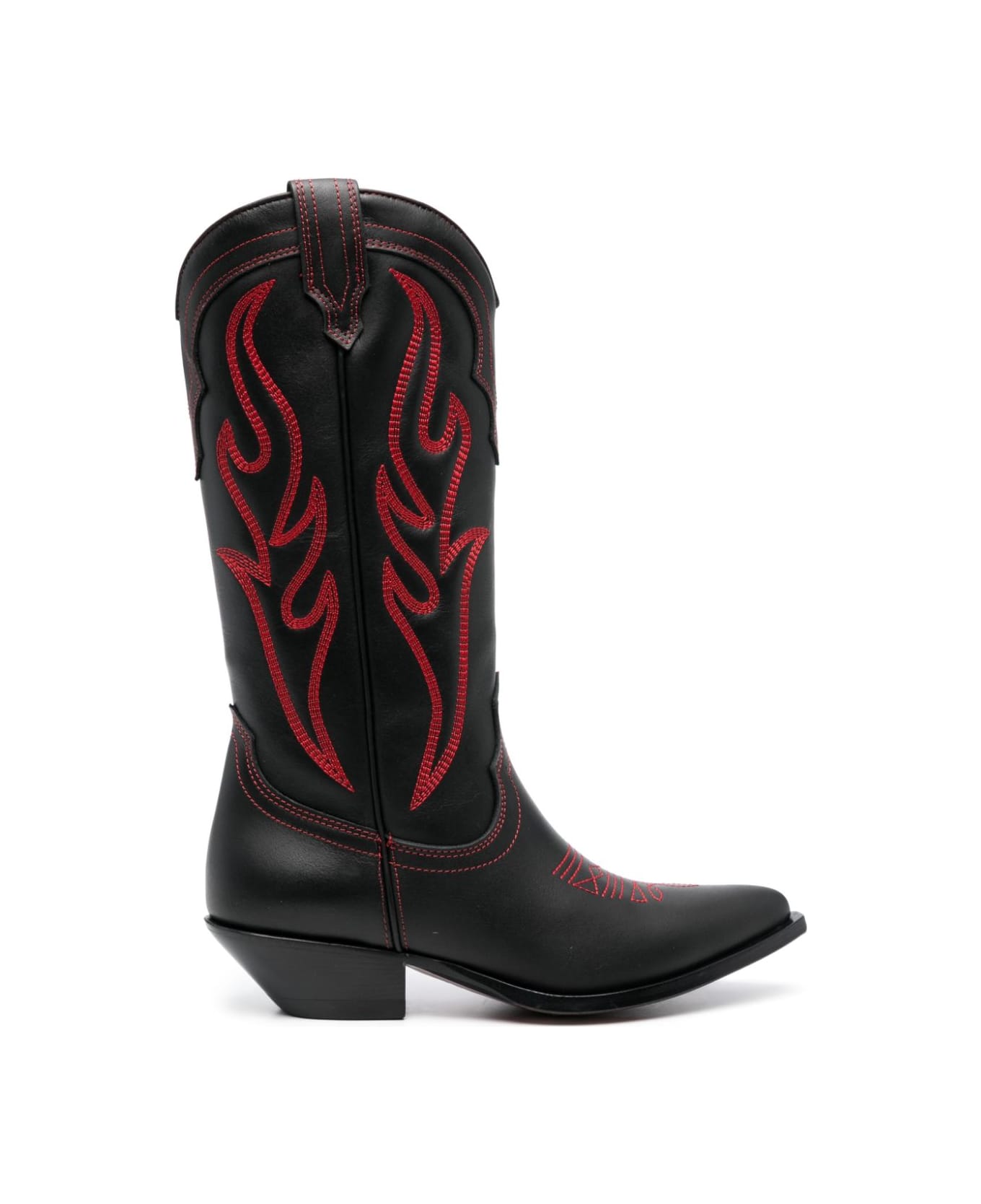 Sonora Embroidered Suede Western Boots - Black