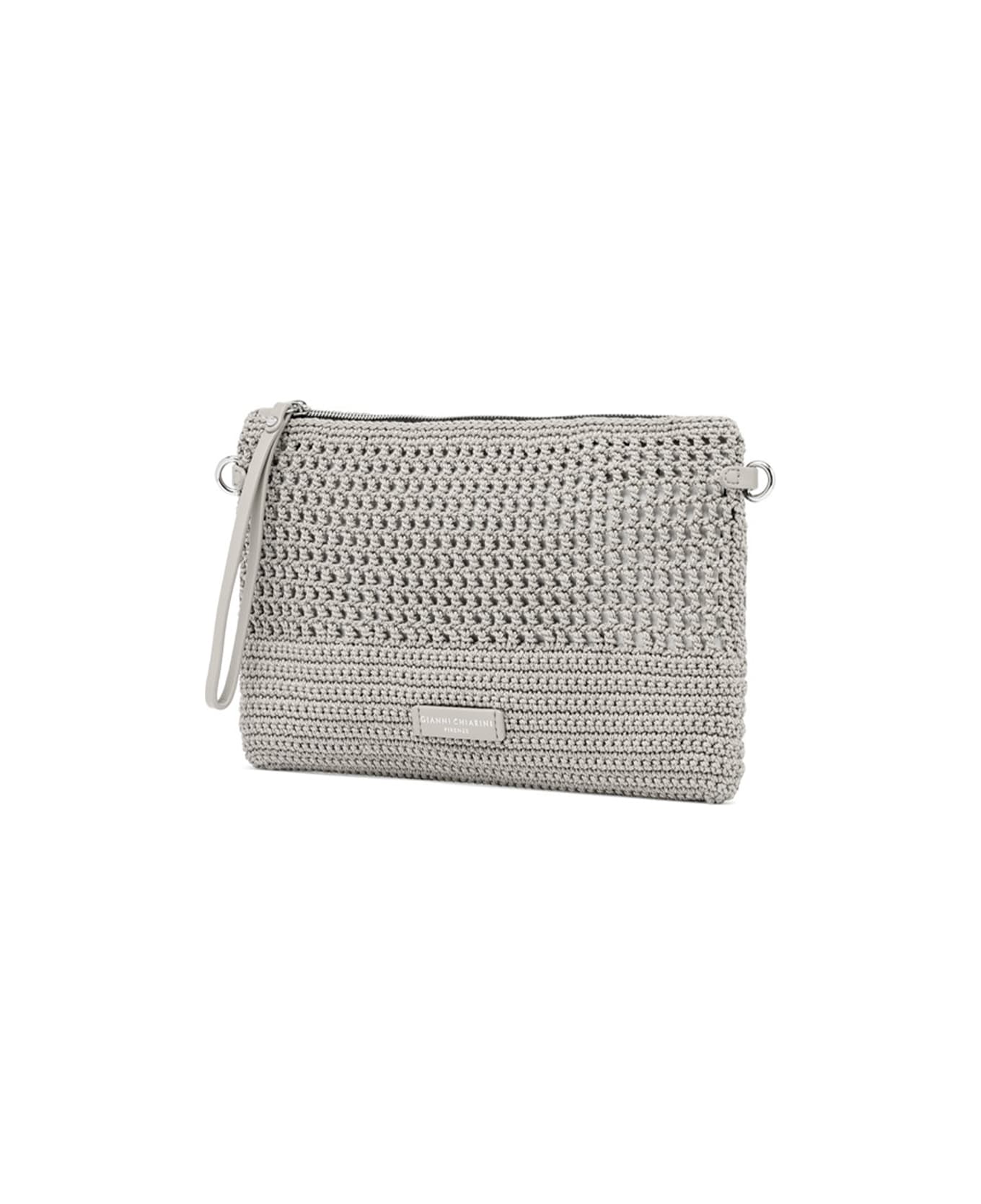 Gianni Chiarini Gray Victoria Clutch Bag In Crochet Fabric - PERLA