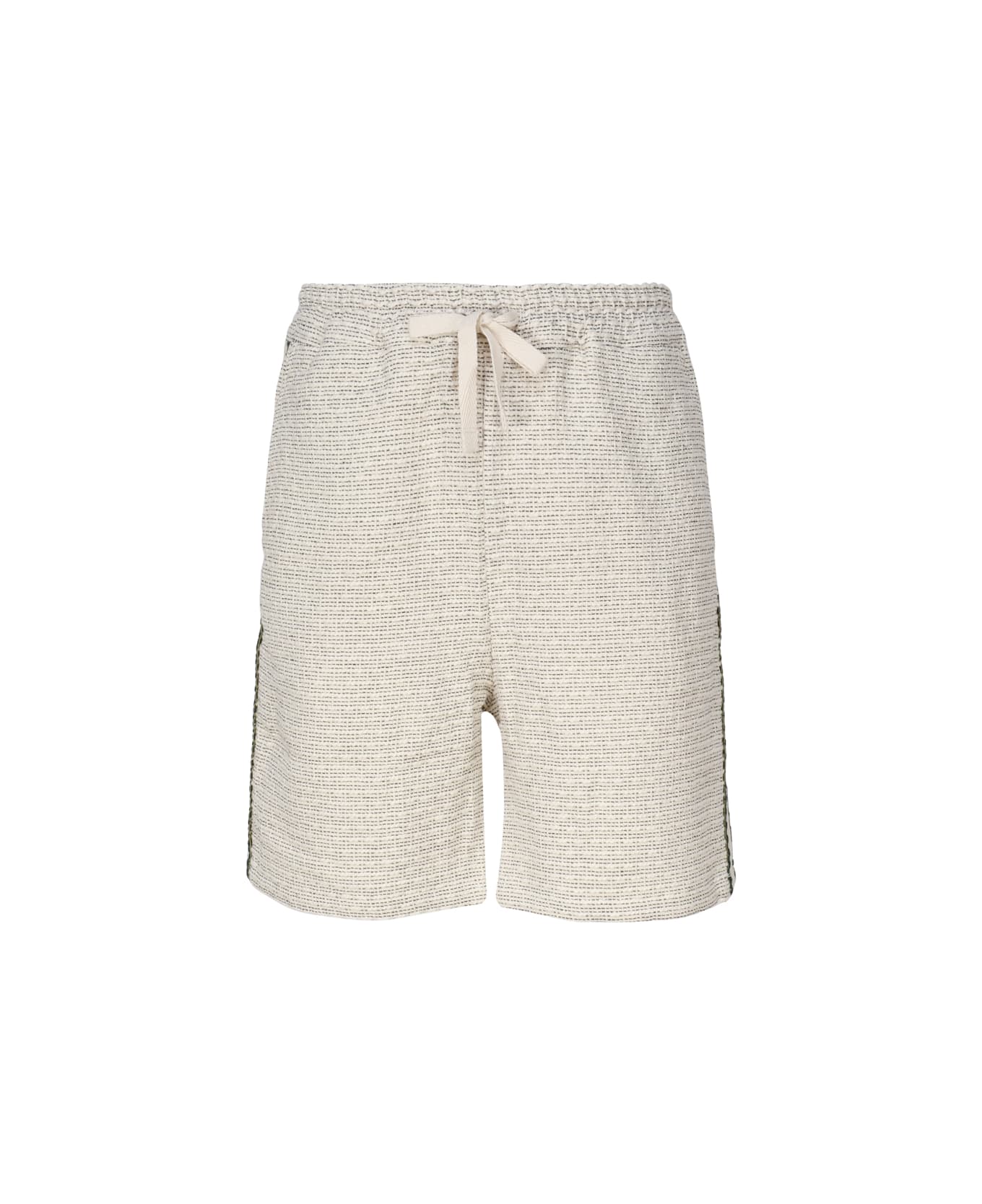 Drôle de Monsieur Cotton Blend Shorts With Drawstring - Beige ショートパンツ