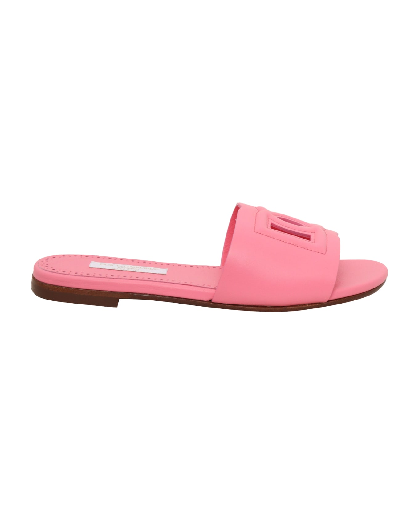 Dolce & Gabbana Pink D&g Calf Slippers - PINK