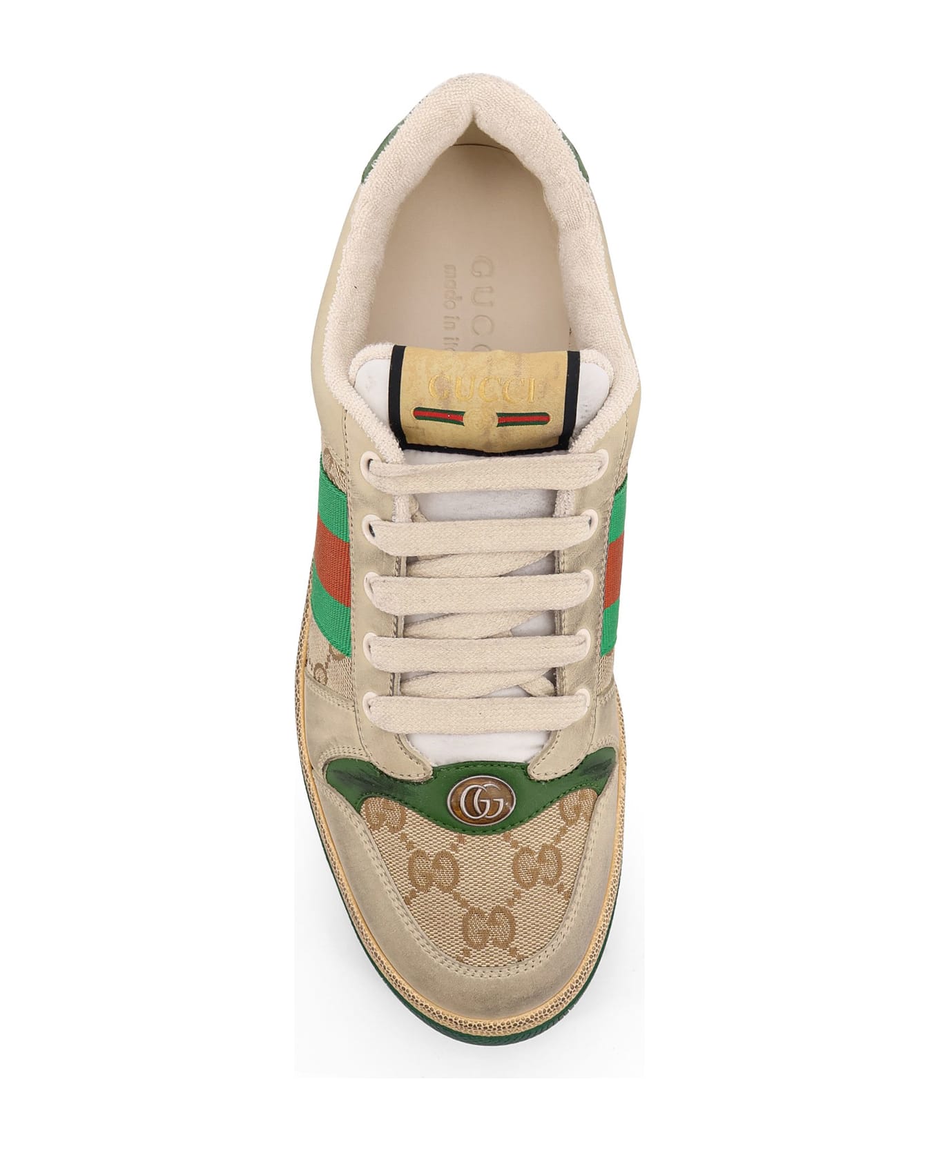 Gucci Screener Gg Low-top Vintage Leather Sneakers - White