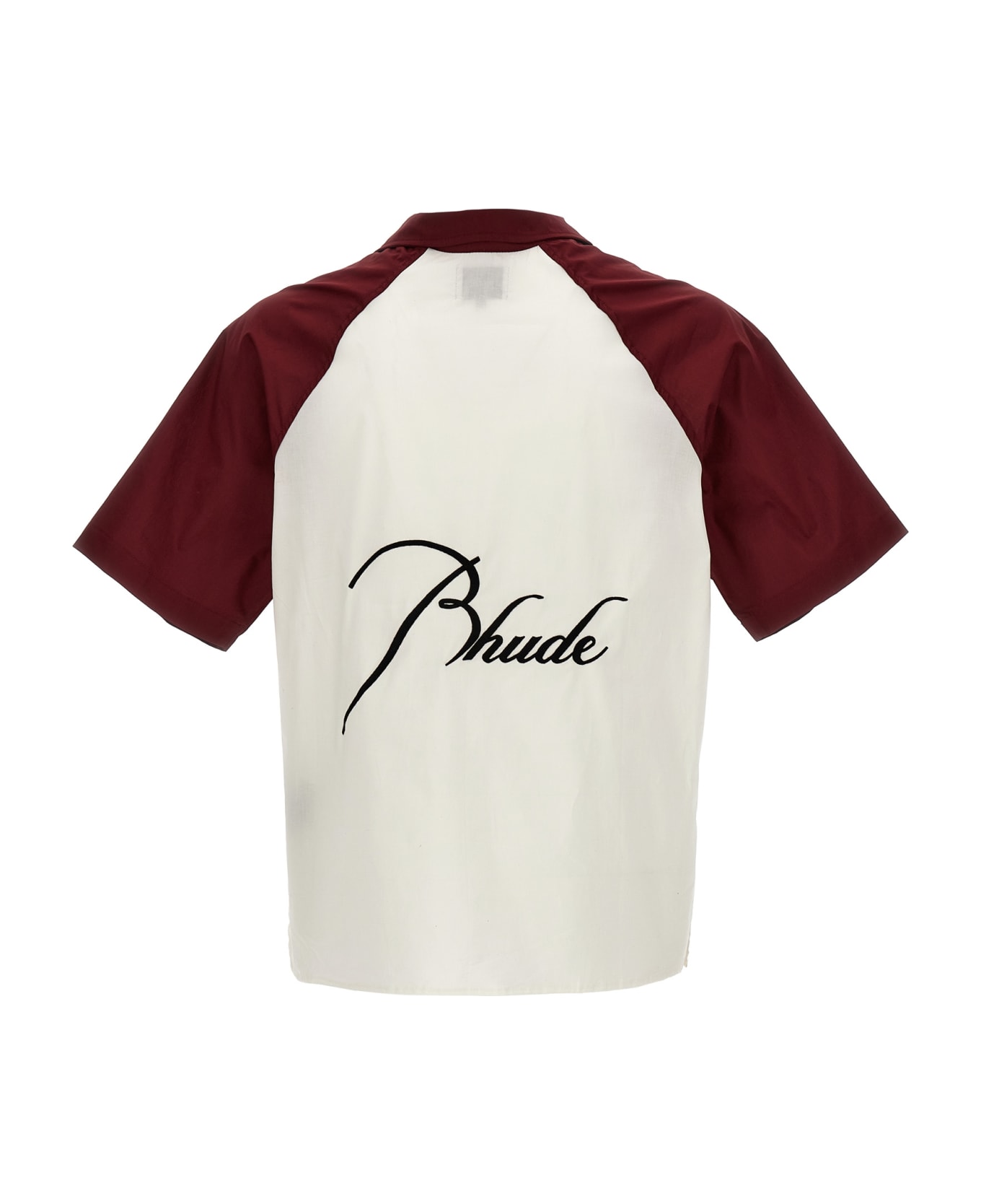 Rhude Logo Embroidery Shirt - Maroon/creme