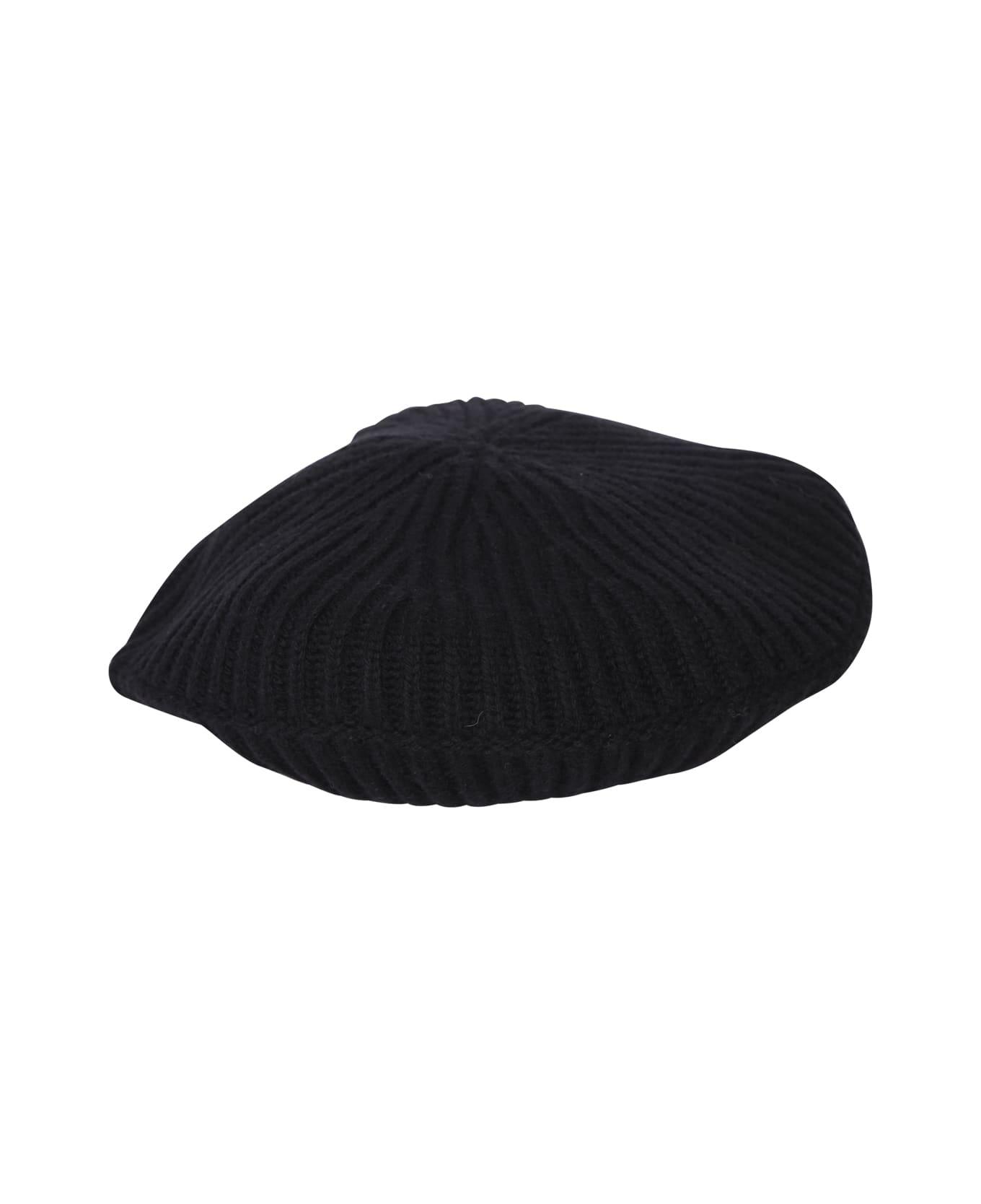 Ganni Ribbed Knit Beret In Black - Black 帽子