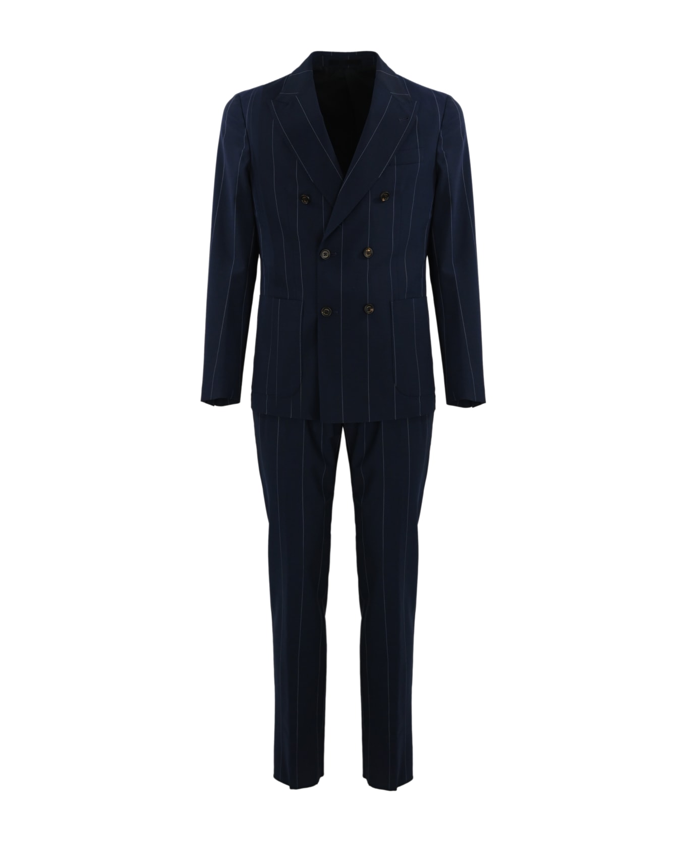 Eleventy Blue Double-breasted Pinstripe Suit - Blu