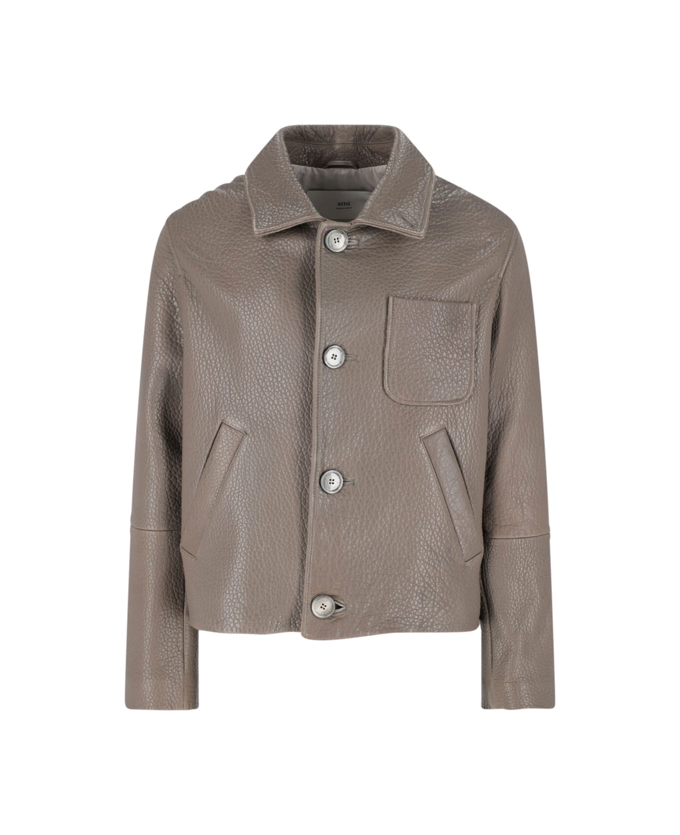Ami Alexandre Mattiussi Leather Jacket - Taupe