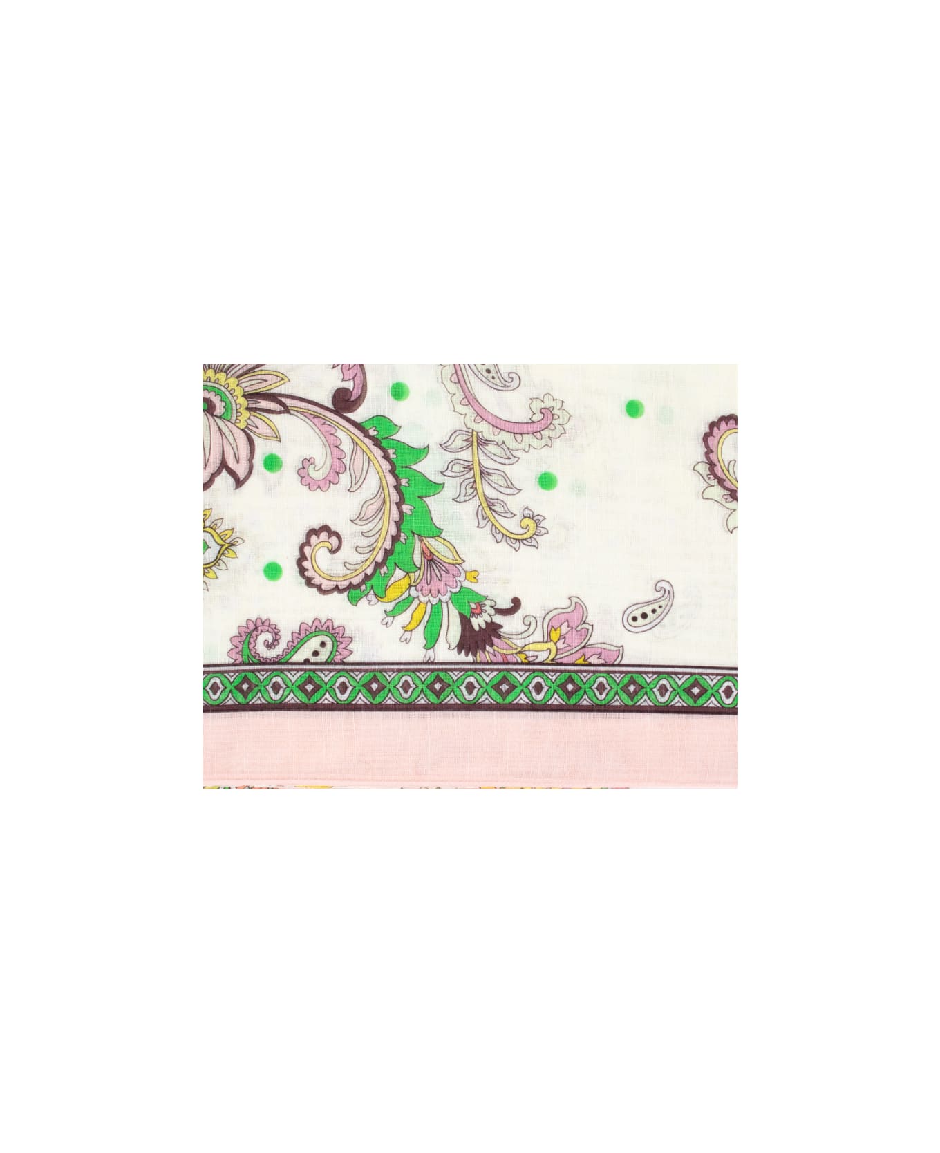 Etro Leafy Motifed Fringed Scarf - PRINT ON WHITE BASE