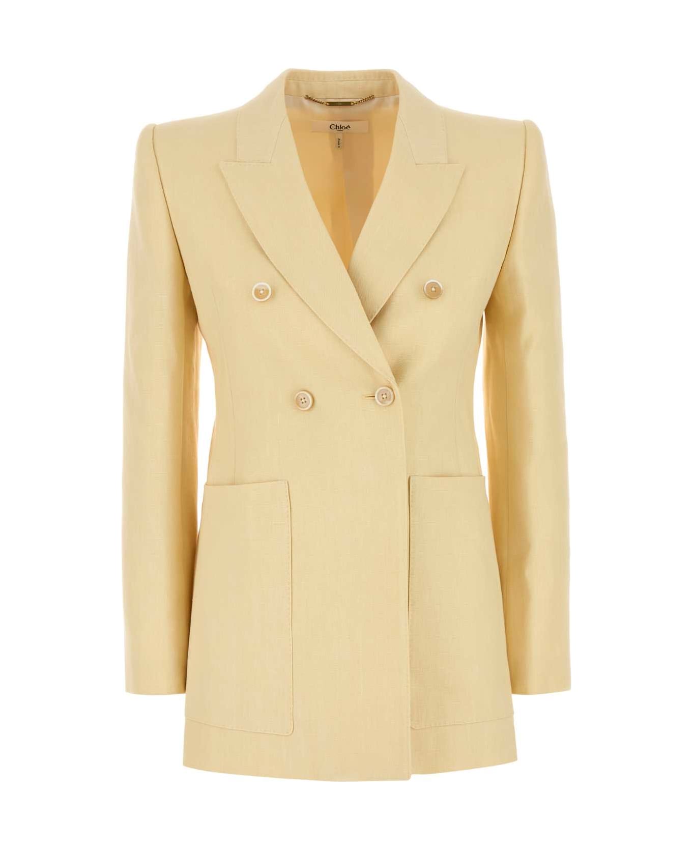 Chloé Cream Hemp Blend Blazer - STRAWBEIGE