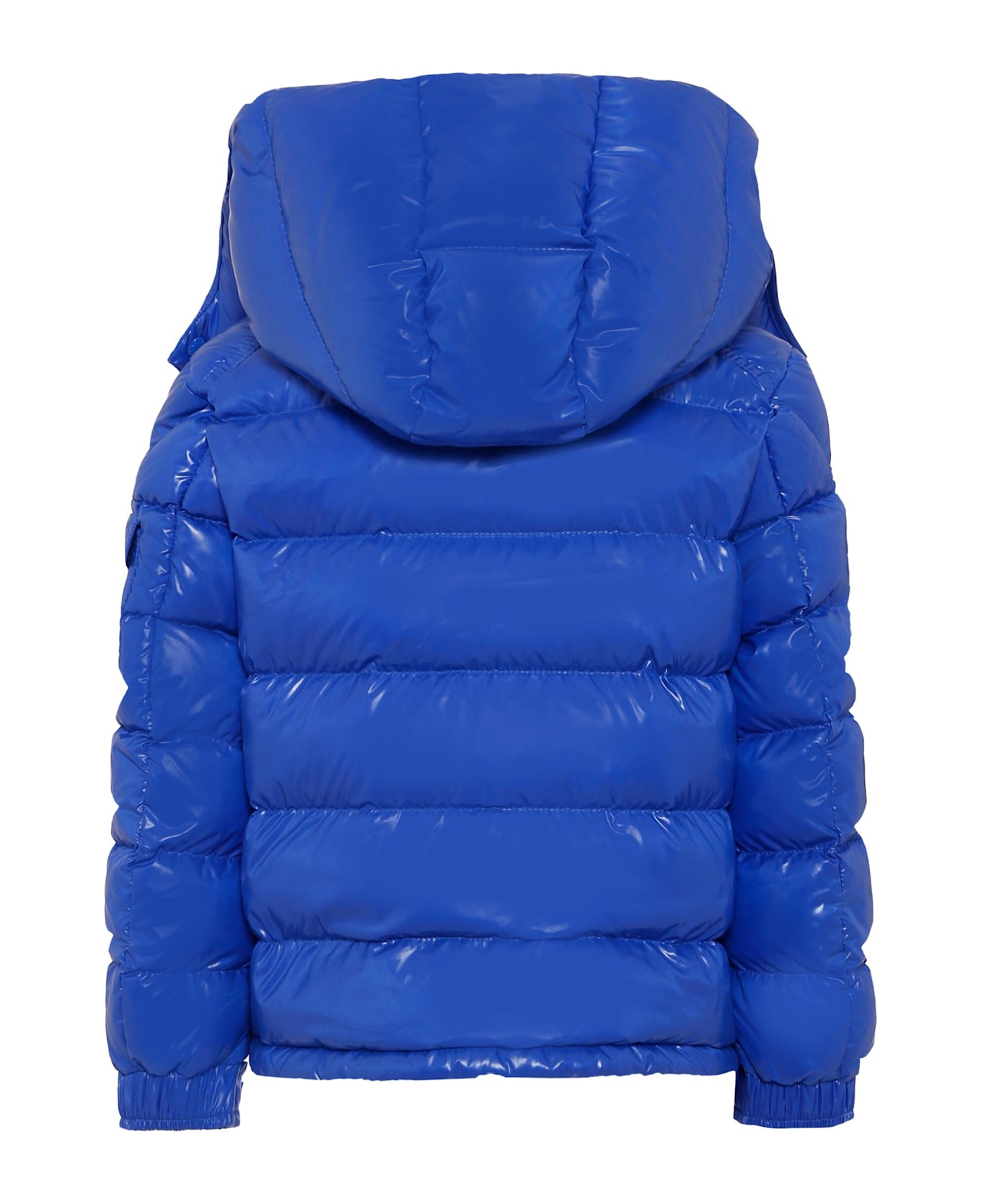 Moncler Blue Maya Down Jacket For Boy With Logo - Blue