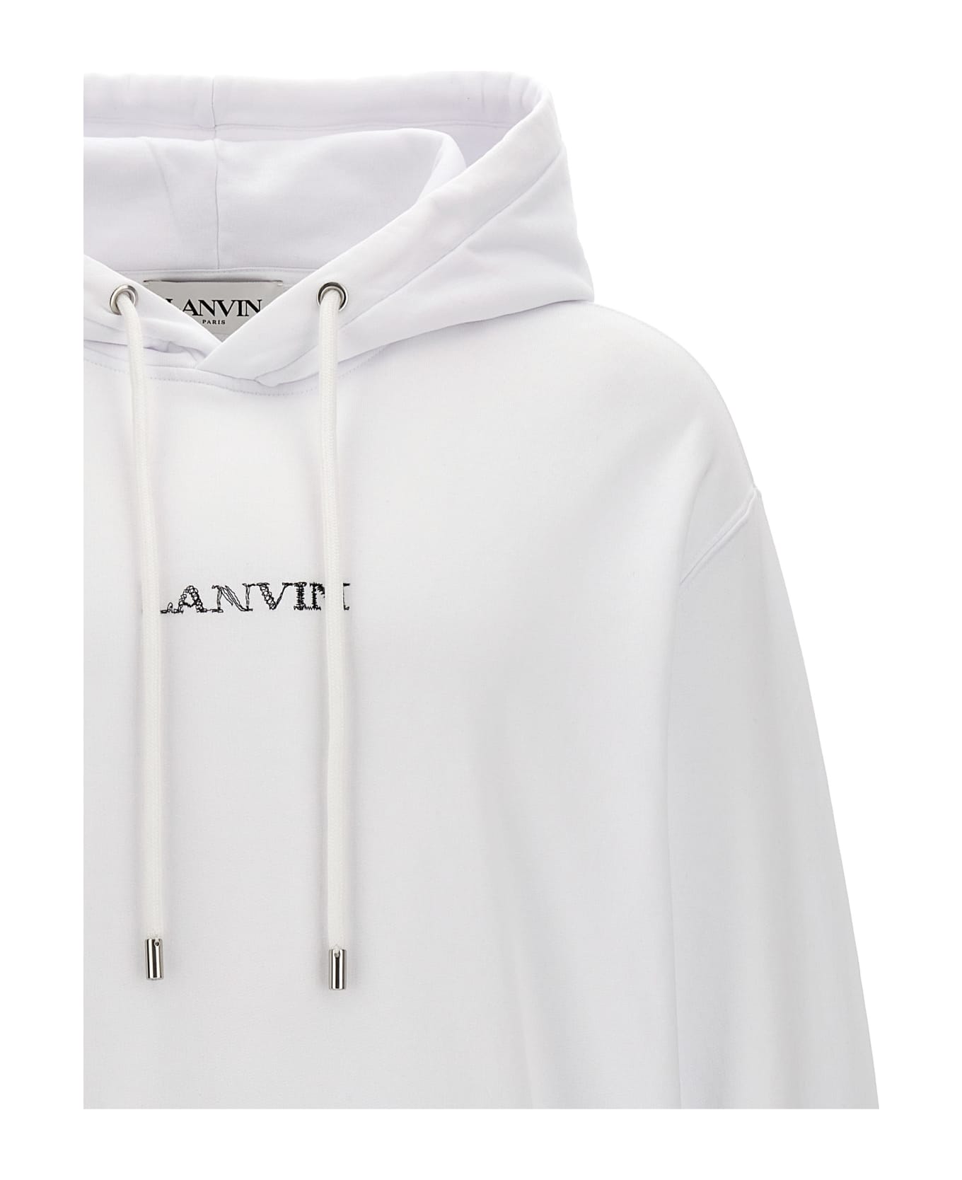 Lanvin Logo Embroidery Hoodie - White フリース