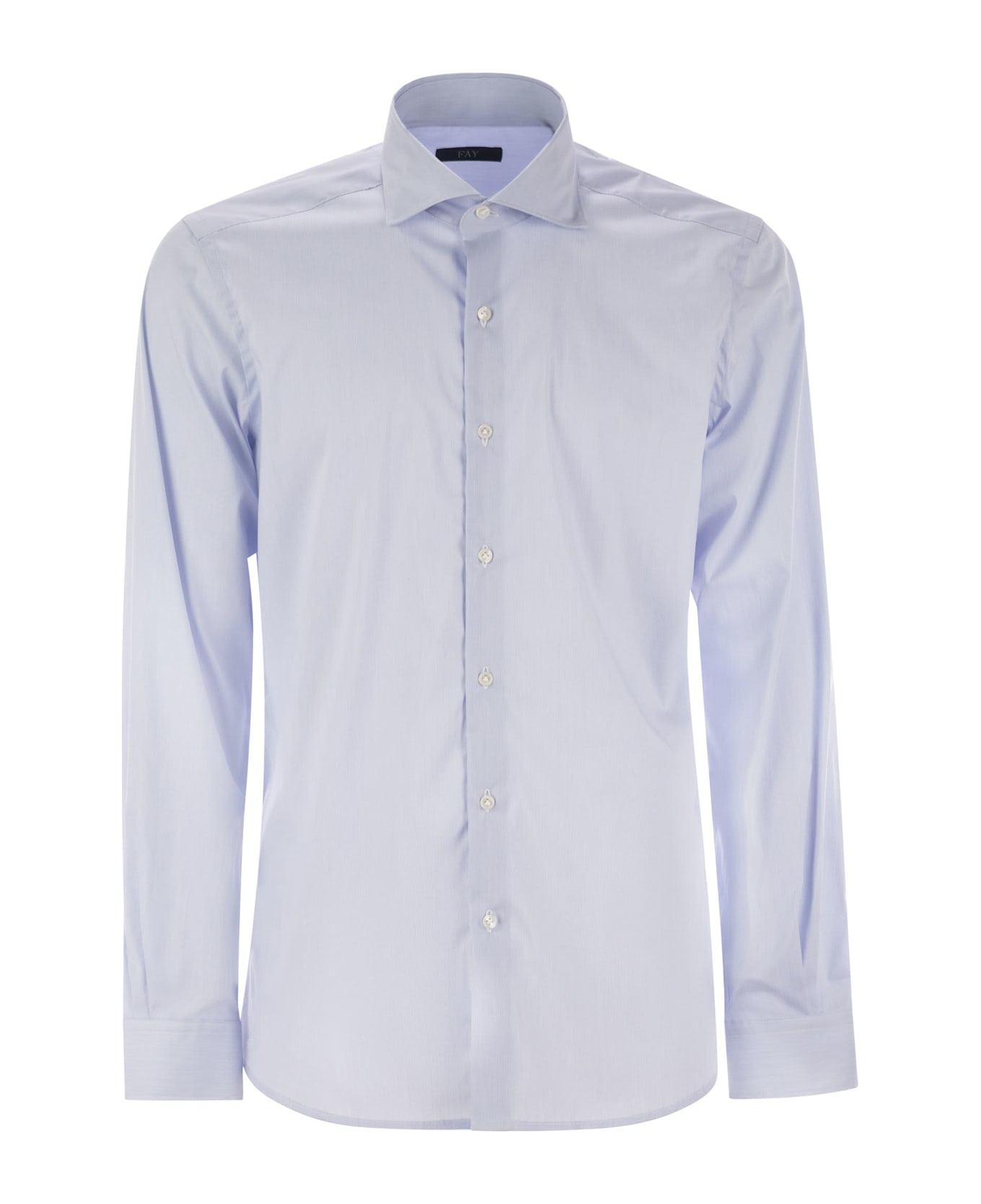 Fay Stretch Poplin Shirt With French Collar - Light Blue