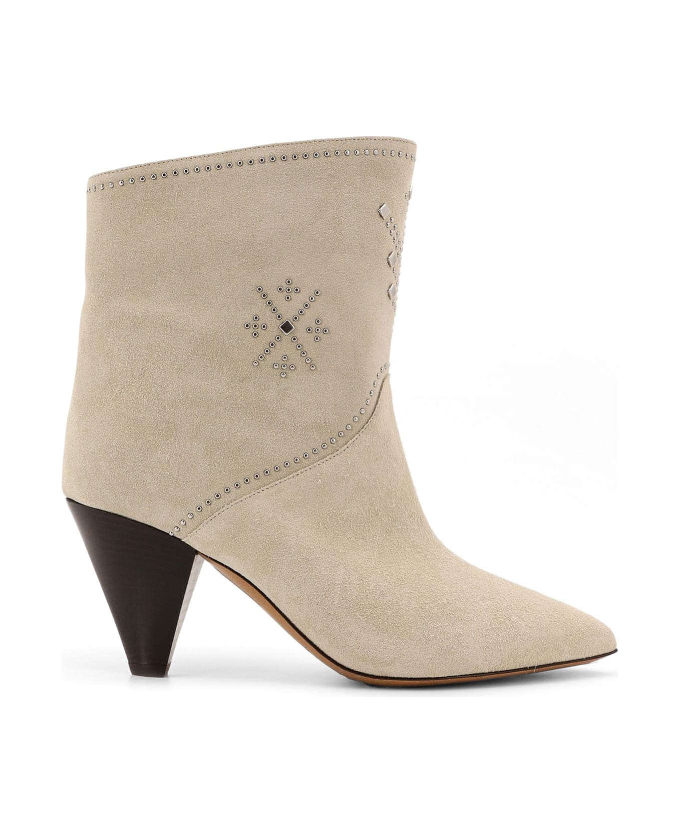 Isabel Marant Loline Suede Ankle Boots With Micro Studs - White