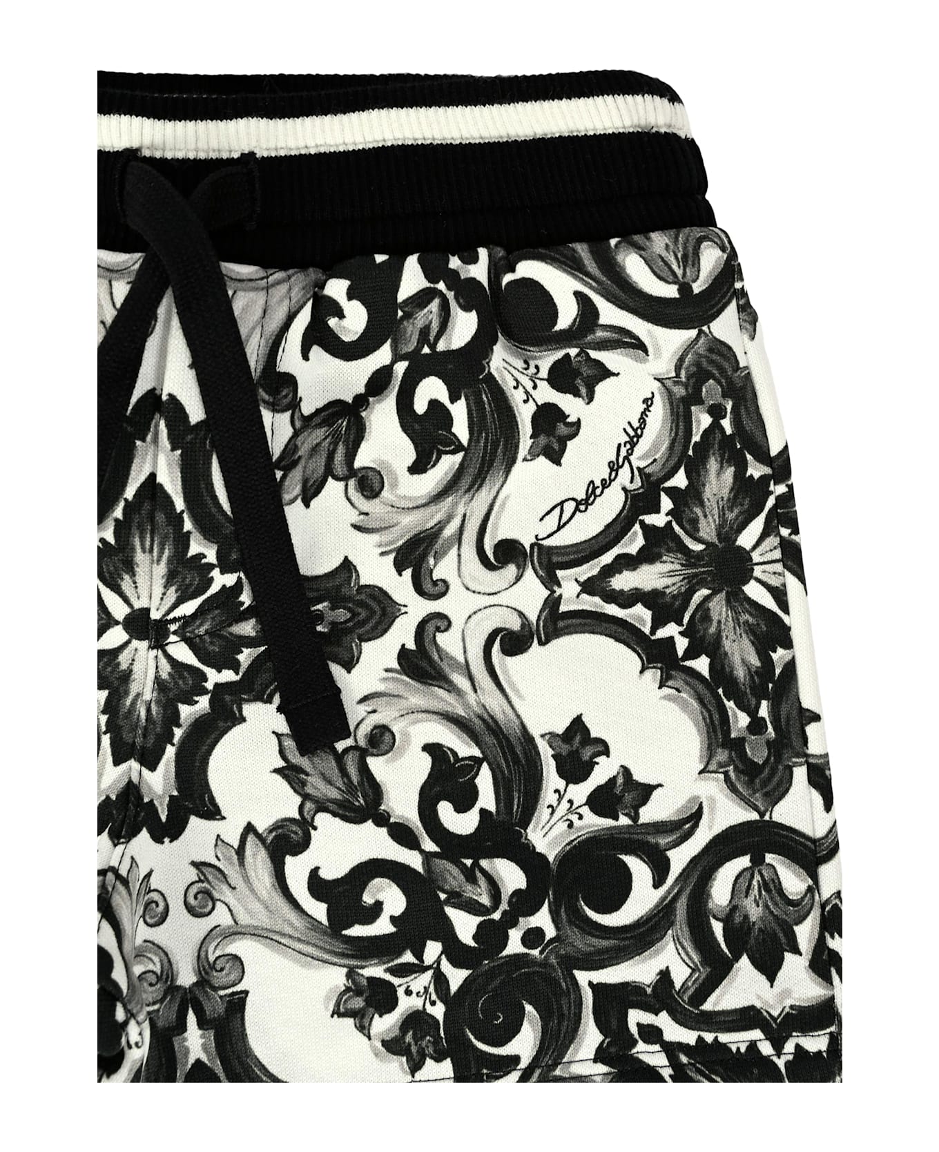 Dolce 
Gabbana Black Shorts For Baby Boy With Majolica Print - Black