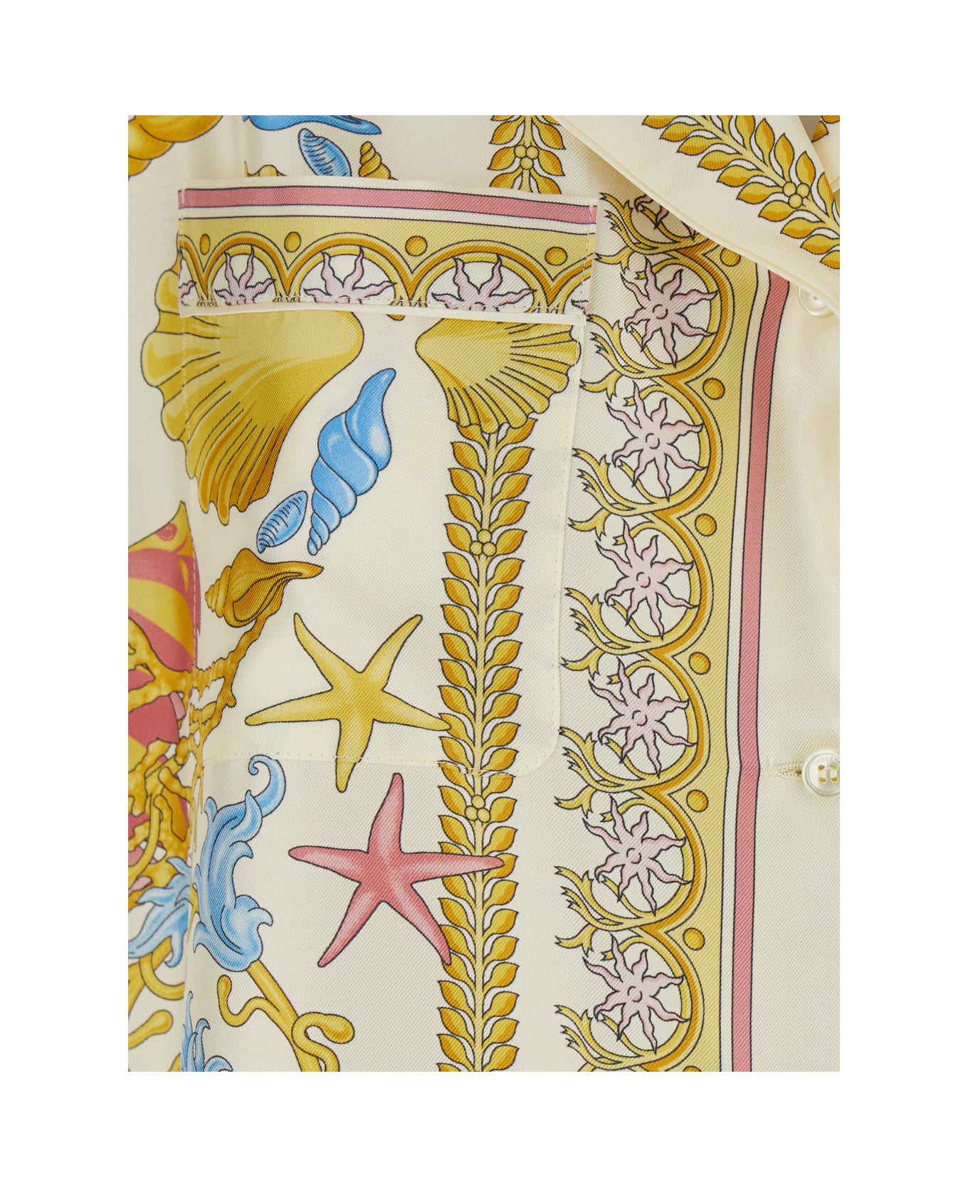 Versace Multicolor Bowling Shirt With Cuban Collar And All-over Underwater Barocco Print In Silk Woman - Multicolor