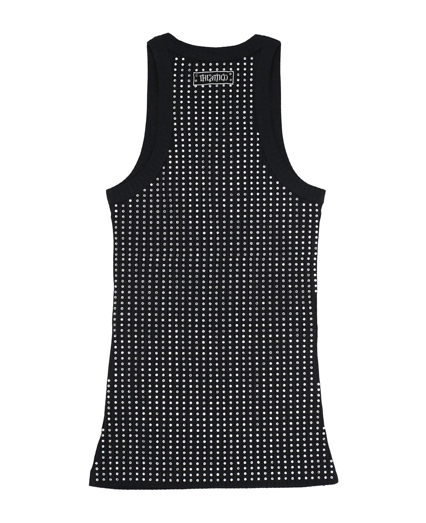 The Attico Jersey Ribbed Tank Top - BLACK