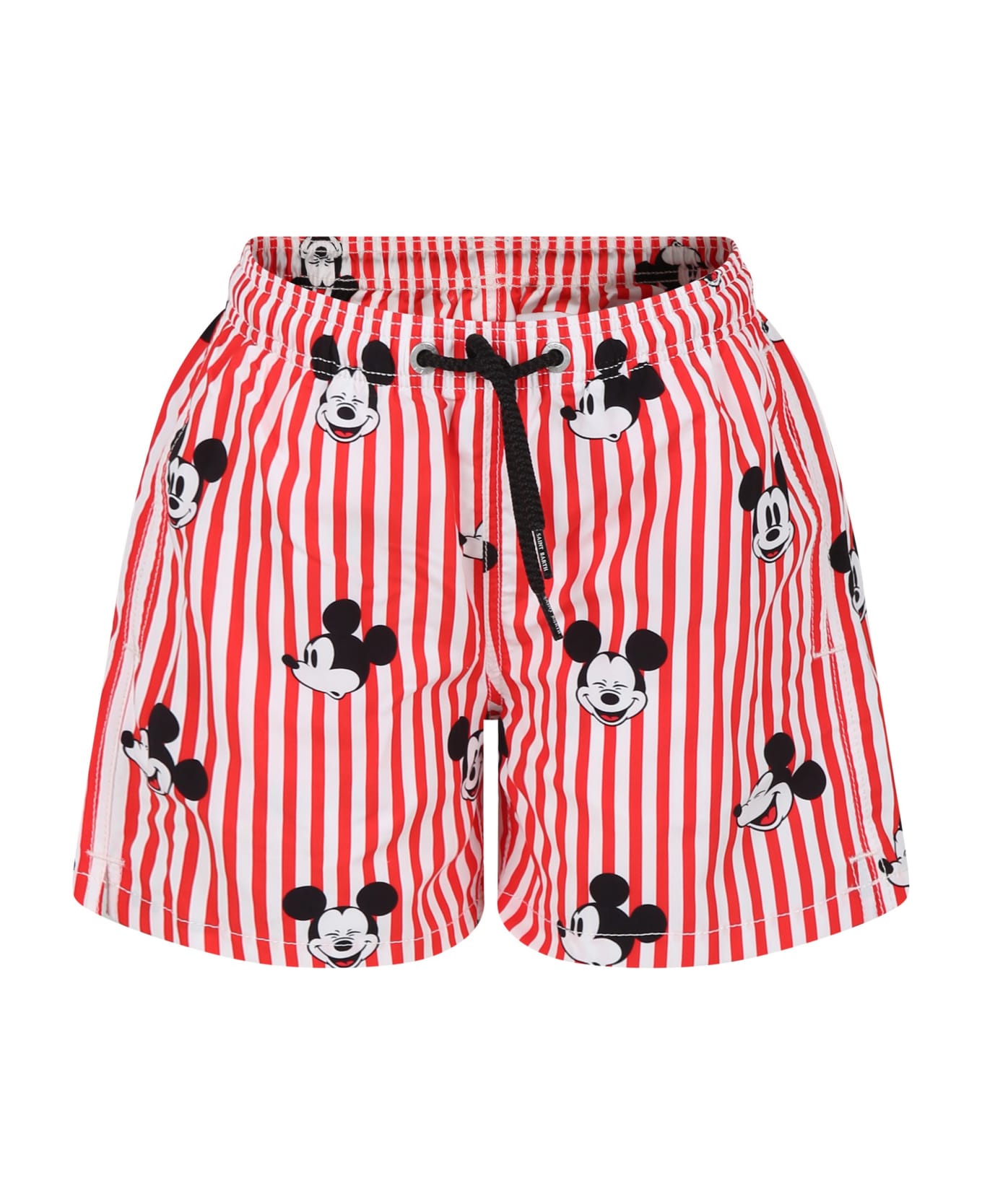 MC2 Saint Barth Red Swim Shorts For Boy With Mickey Mouse Print And Logo - Red