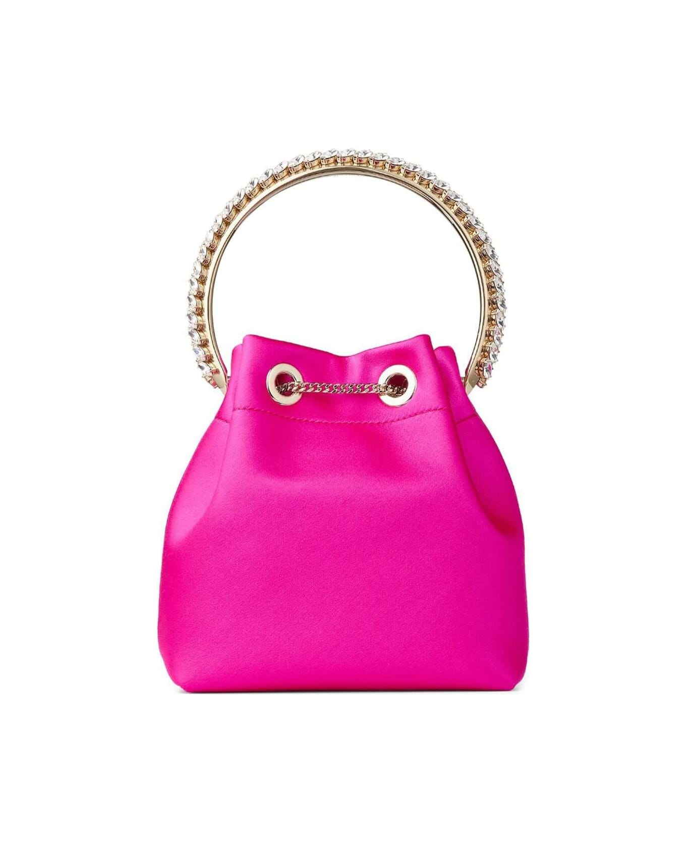 Jimmy Choo 'bon Bon' Mini Fuchsia Handbag With Metal Crystal Bracelet Handle In Satin Fabbric Woman - Fuchsia