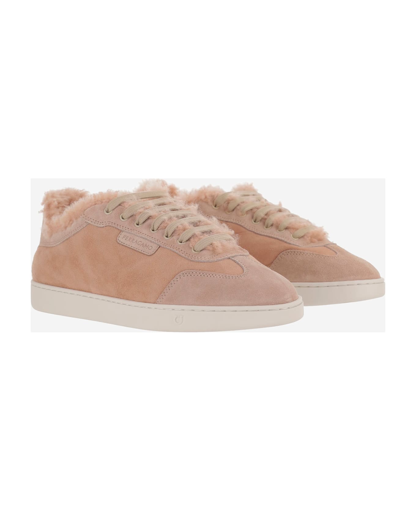 Ferragamo Athena Fur Sneakers - Pink