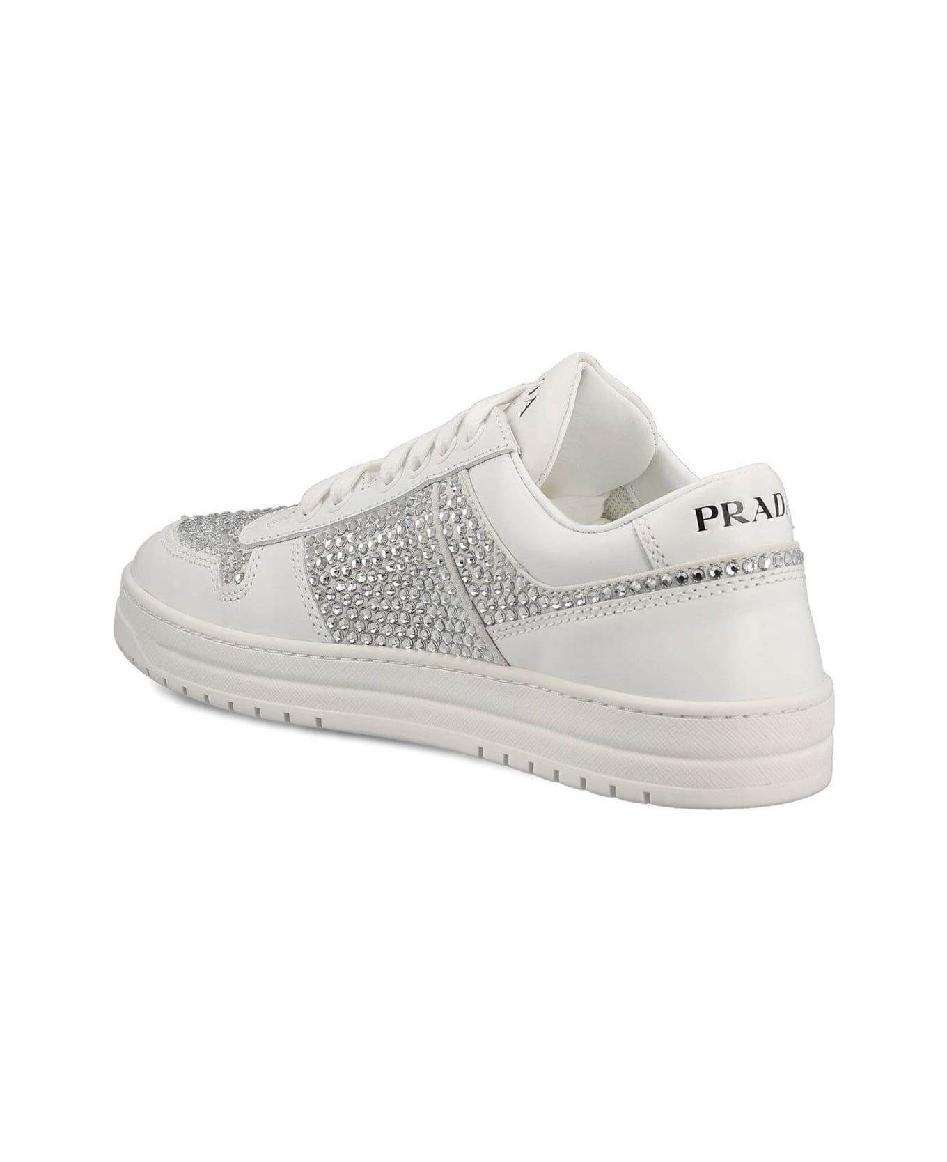 Prada Embellished Lace-up Sneakers - WHITE