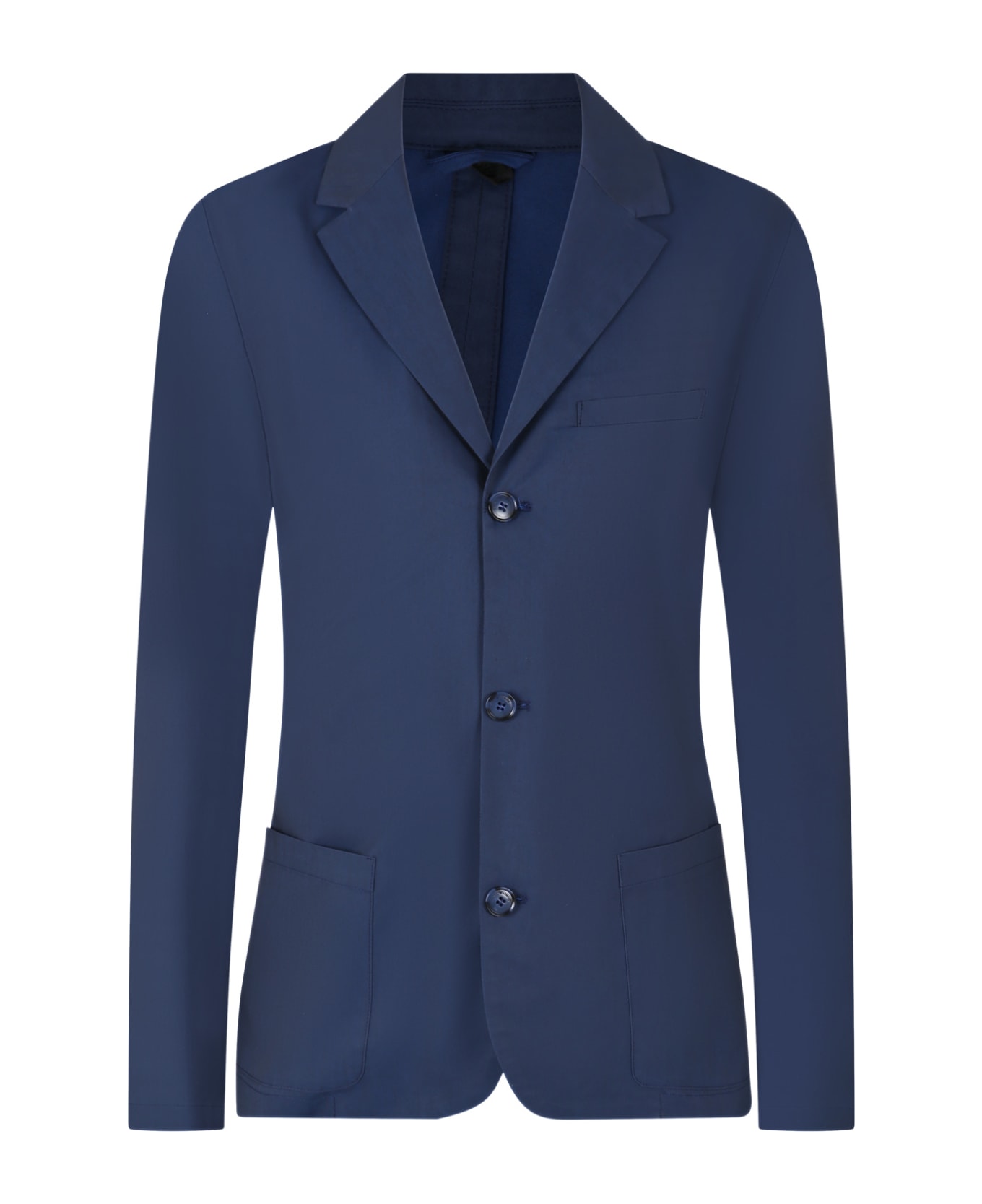 Emporio Armani Blue Jacket For Boy With Logo - Blu