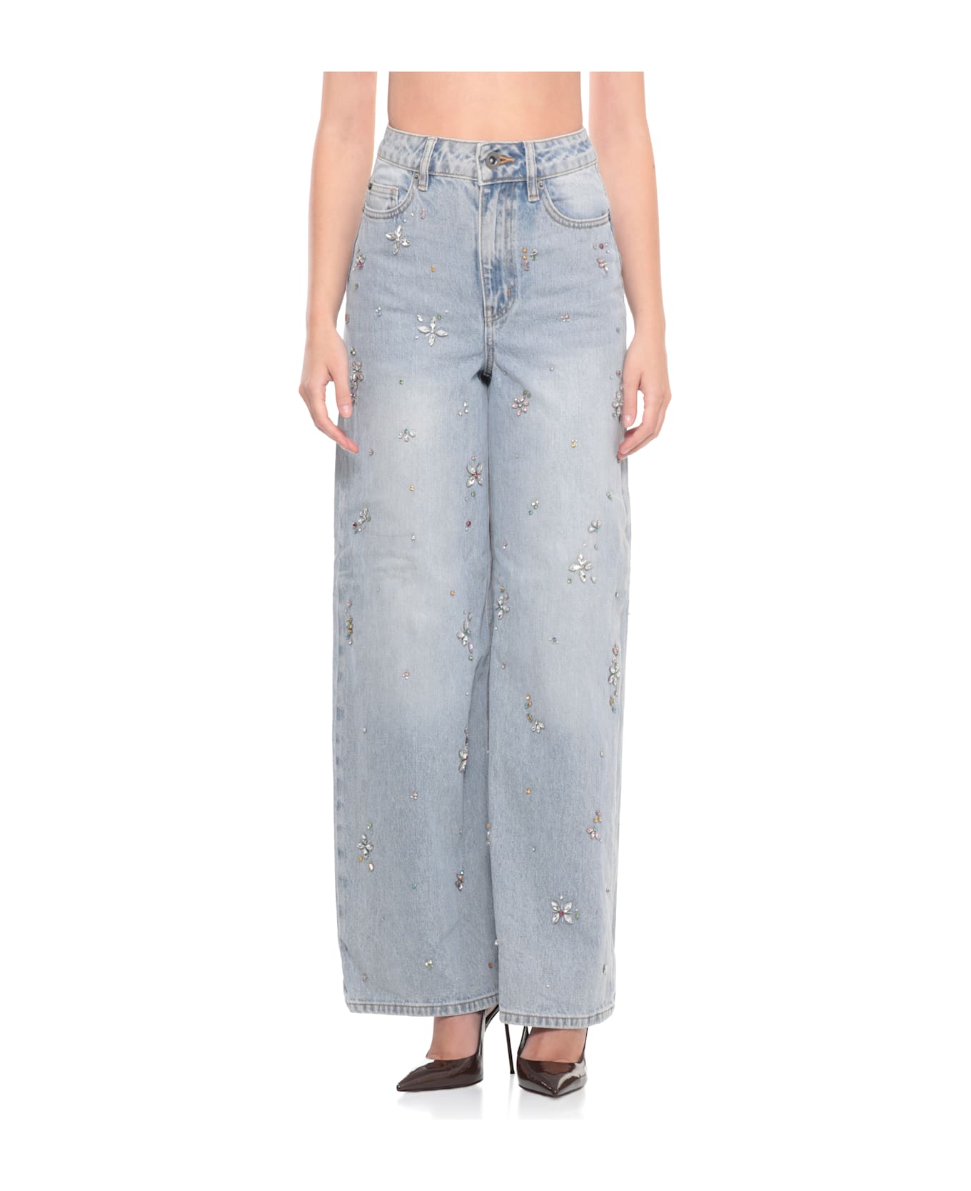 self-portrait Jeans With Strass - Blue