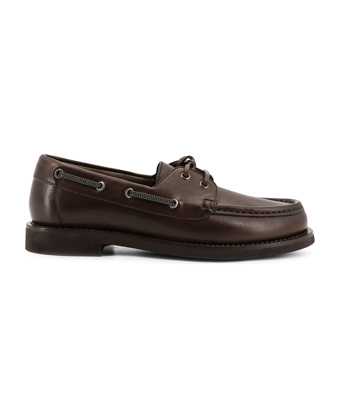 Brunello Cucinelli Leather Loafers With Monili Detail - Corvino
