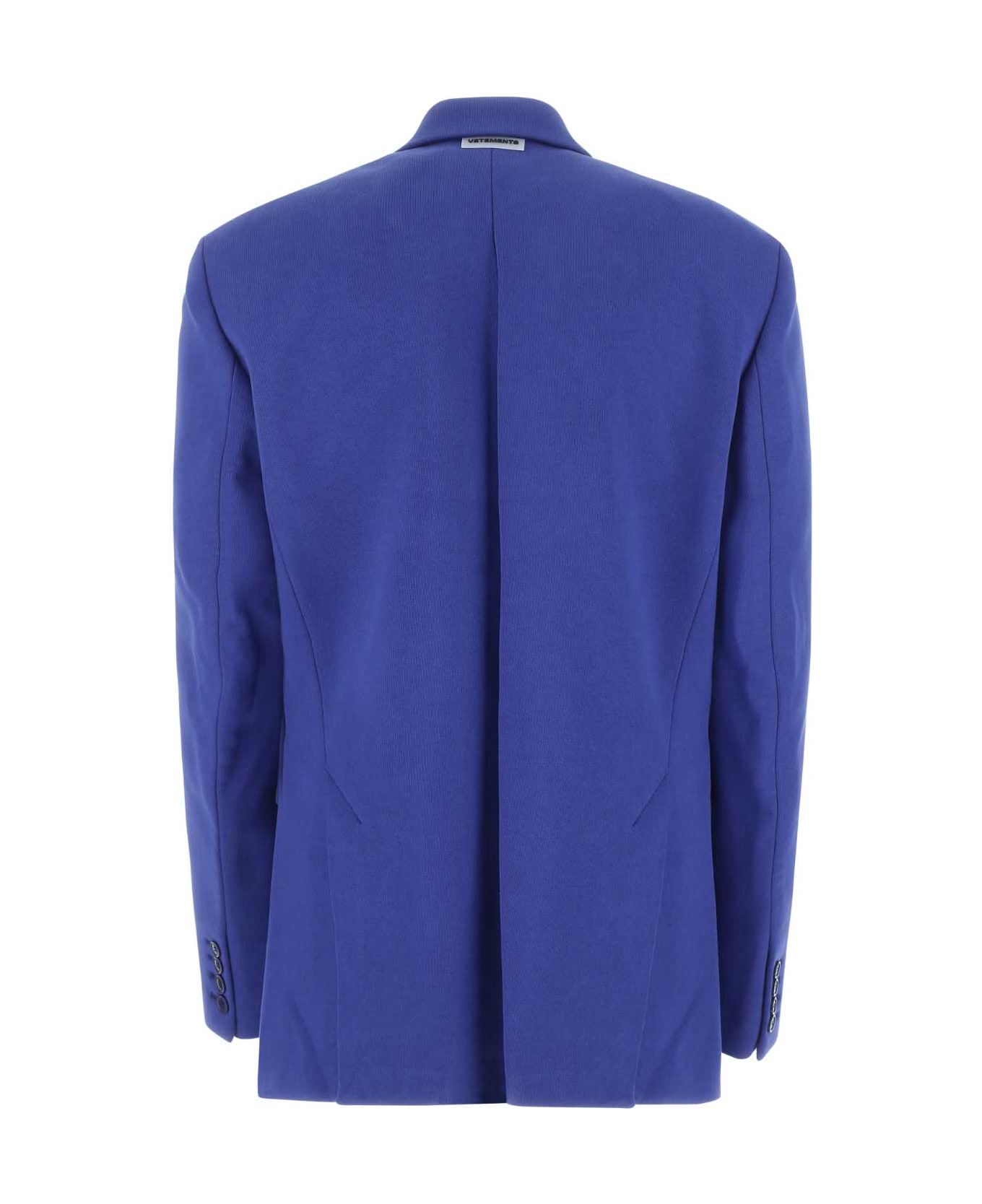 VETEMENTS Blue Cotton Blend Oversize Blazer - ROYALBLUE name:469