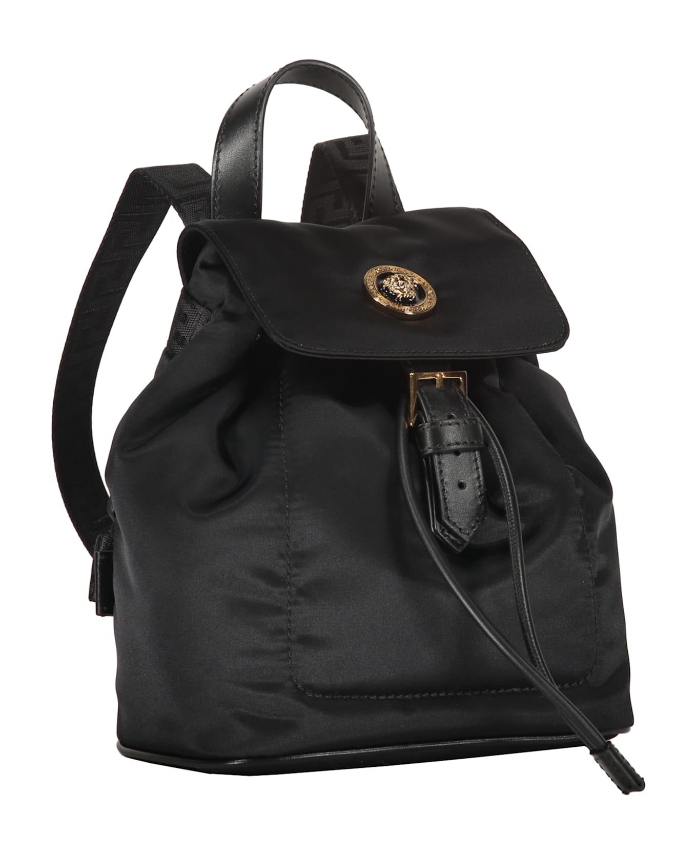 Versace Logo Detail Nylon Backpack - black
