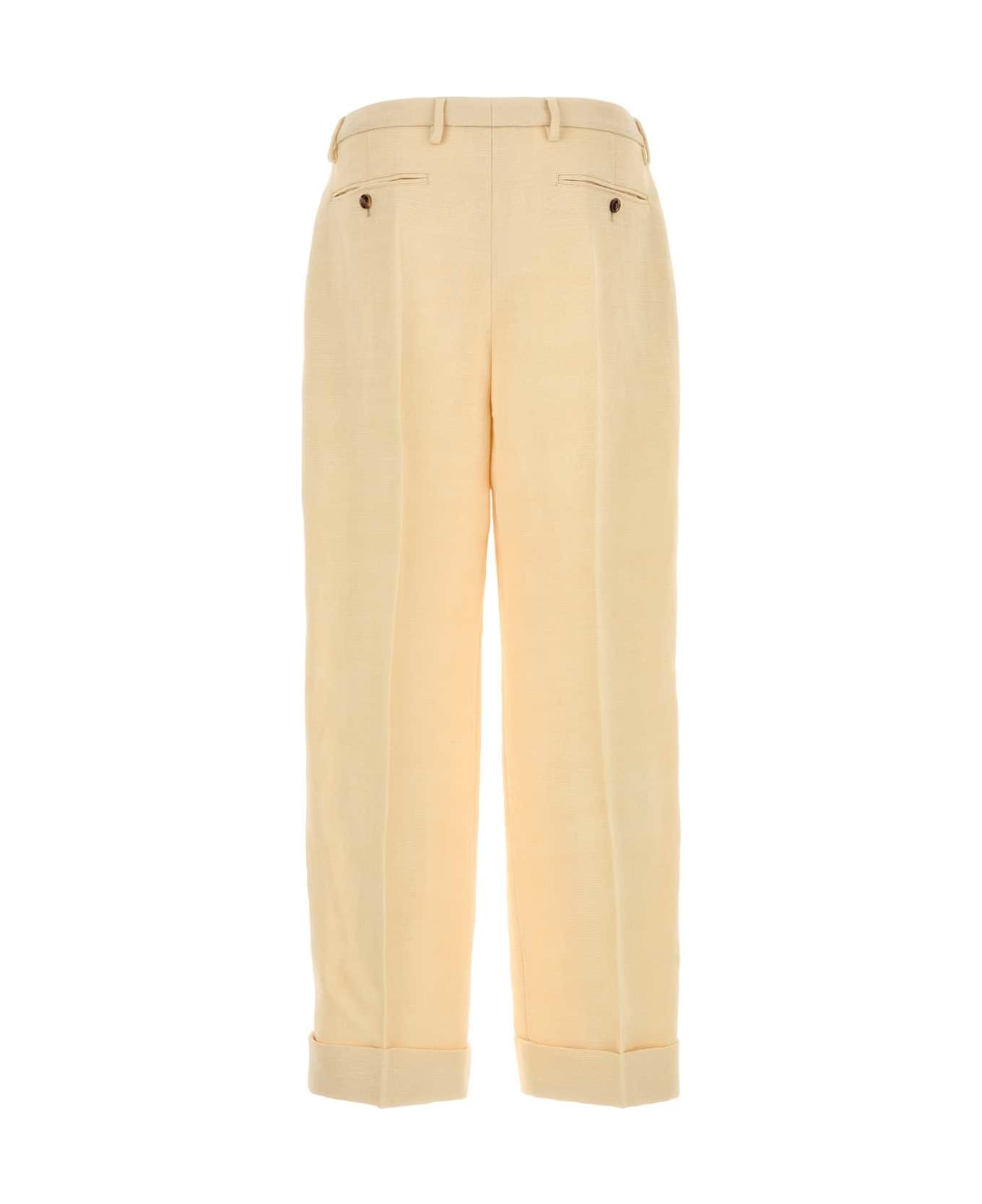 Valentino Garavani Cream Jute Blend Pant - BURRO