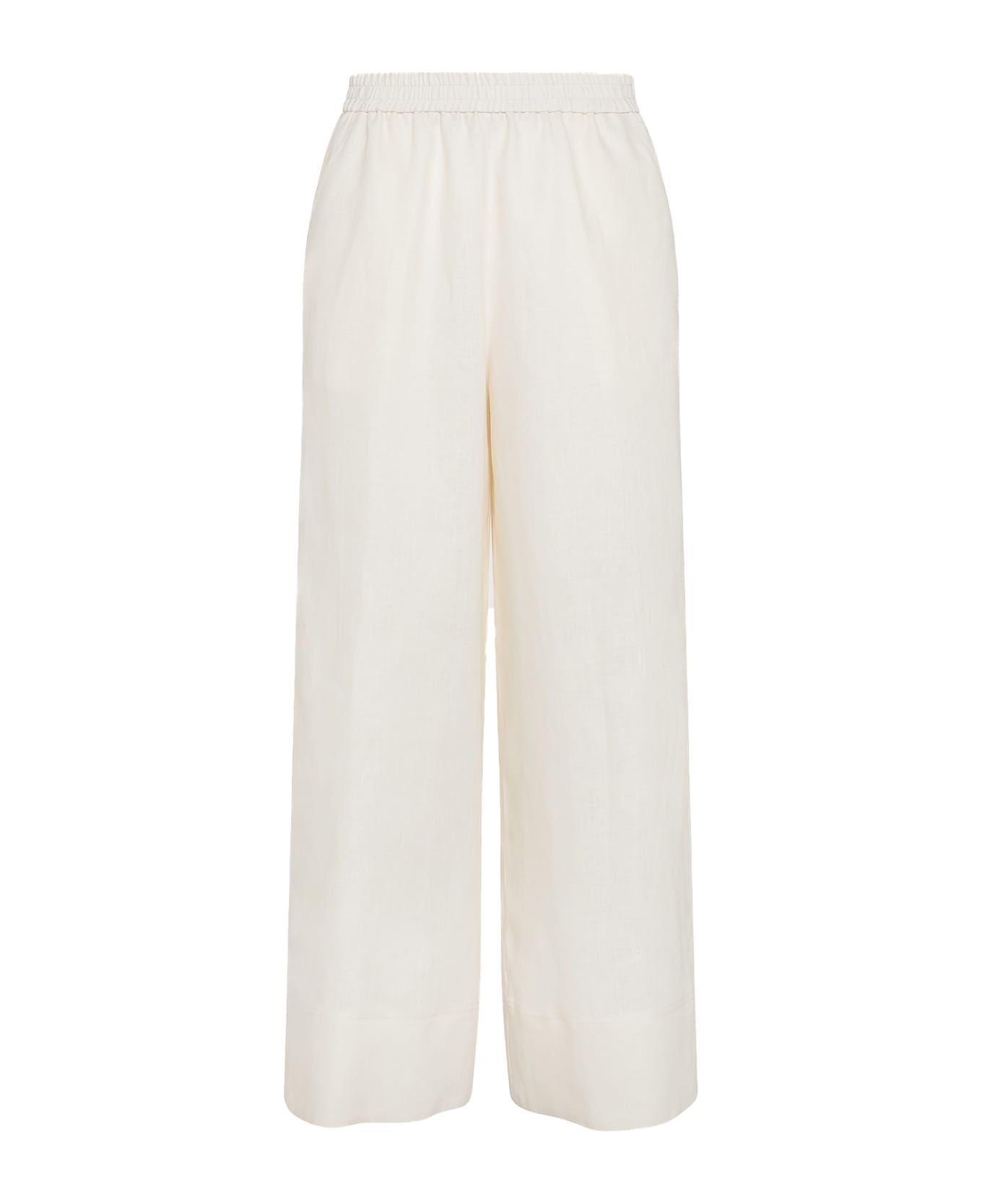 Seventy Wide White High-waisted Trousers - BEIGE
