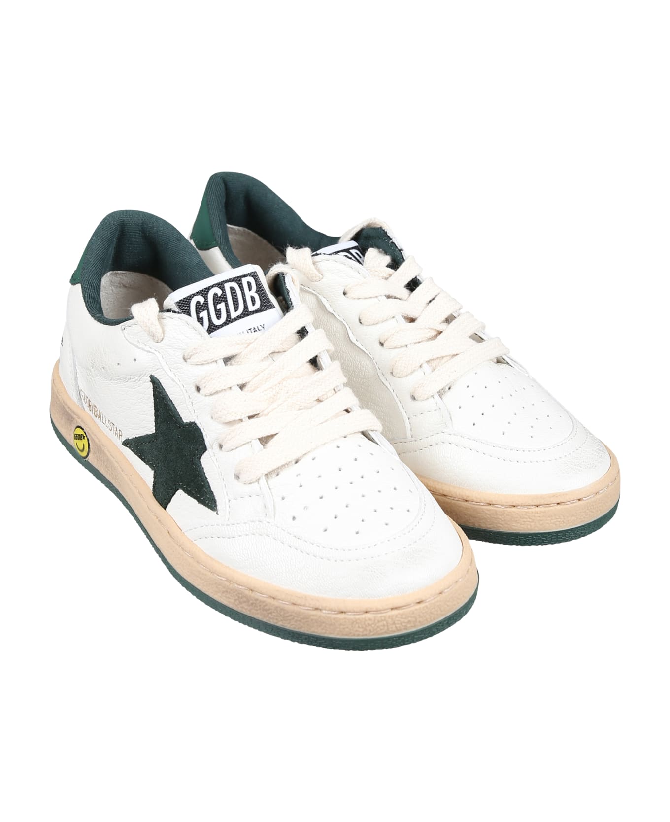 Golden Goose White Ball Star New Sneakers For Kids With Star - White