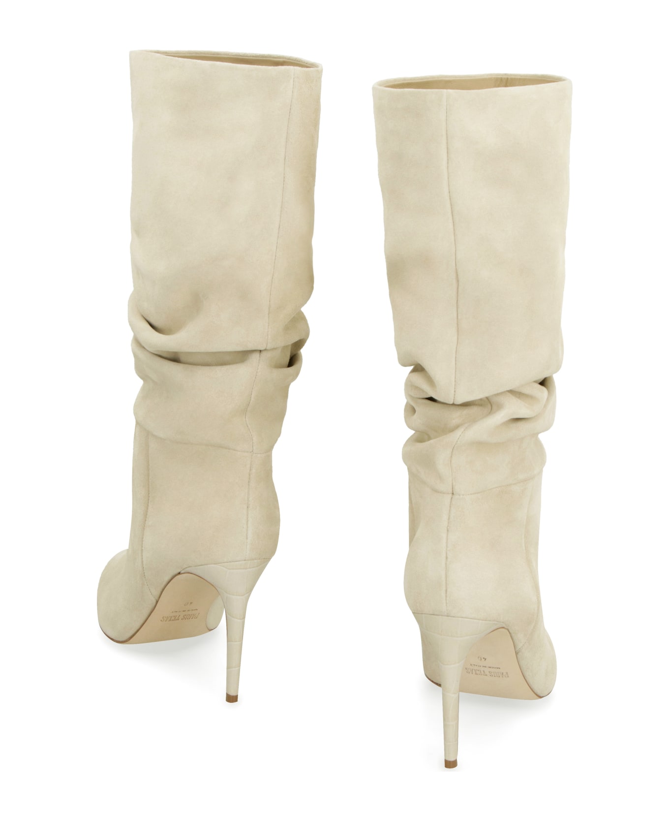 Paris Texas Slouchy Suede Knee High Boots - Ivory