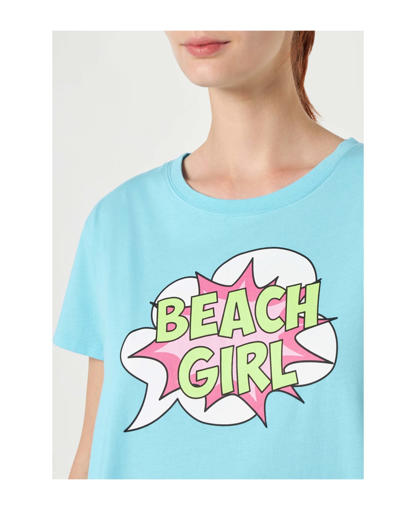 MC2 Saint Barth Beach Girl Print T-shirts For Women - BLUE