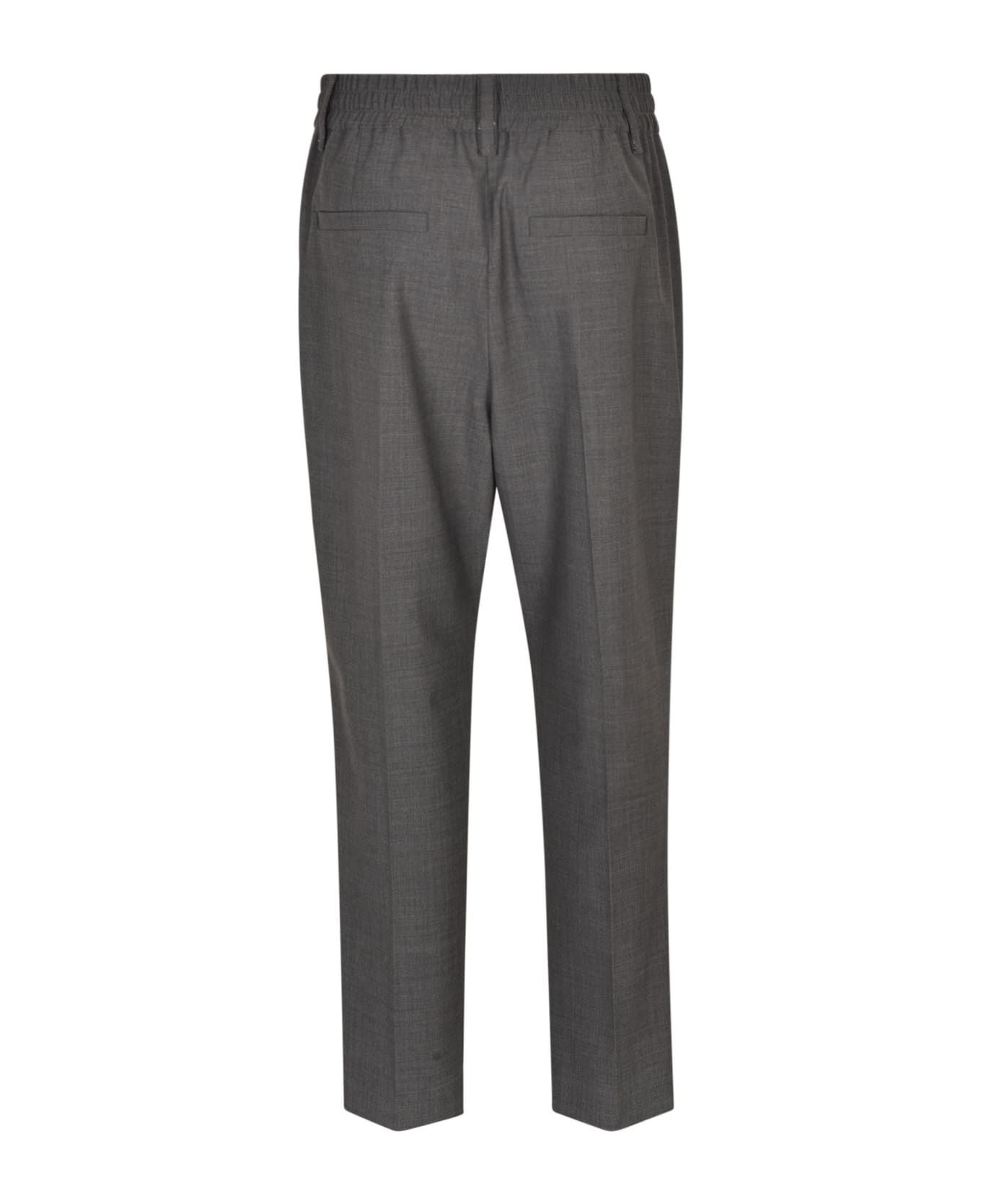 Brunello Cucinelli Elastic Waist Plain Trousers - Grey Mélange