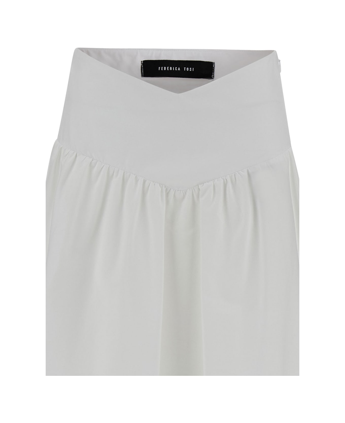 Federica Tosi Long White Pleated Skirt In Stretch Cotton Woman - White