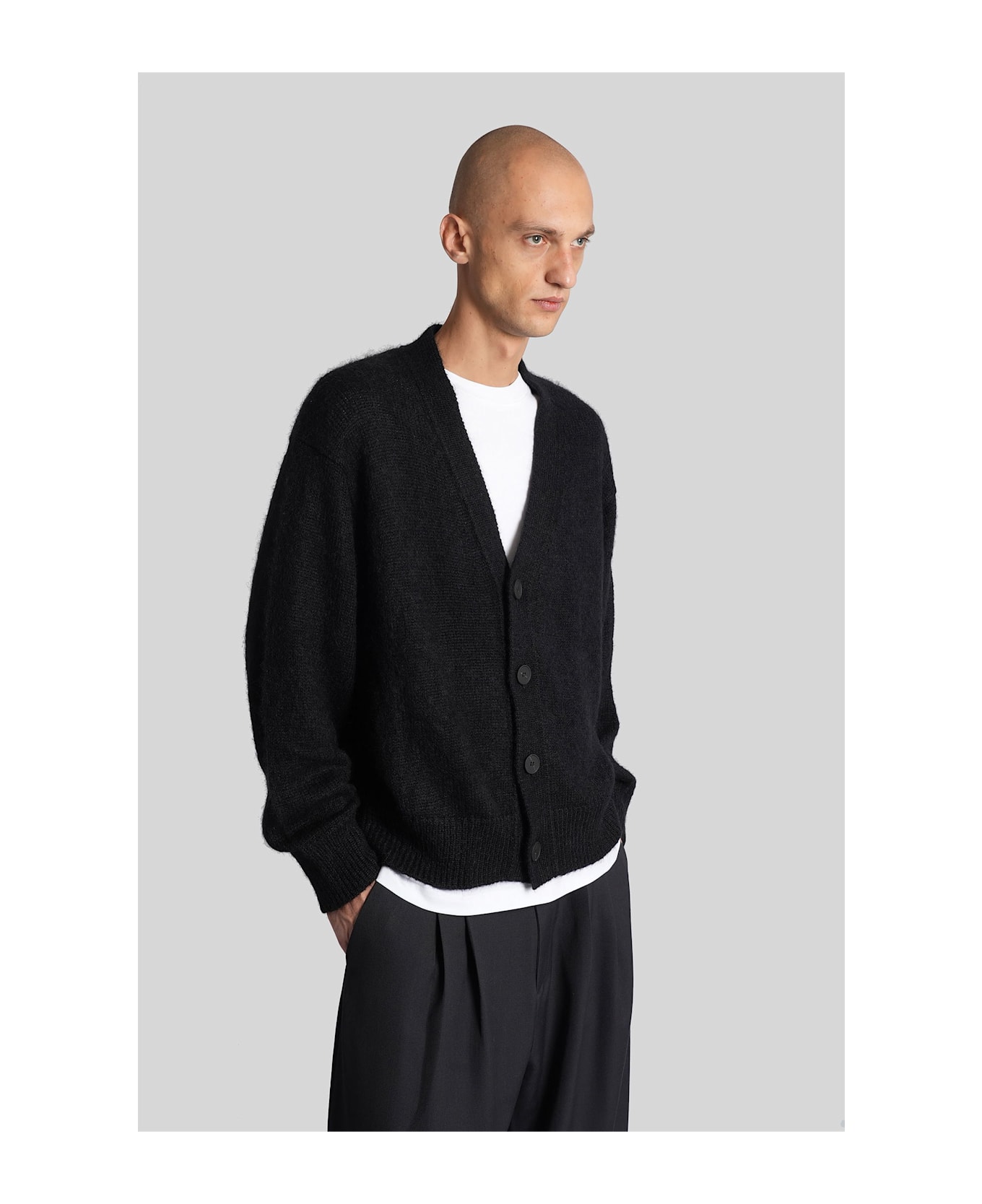Studio Nicholson Trey Sn-1498 Cardigan In Black Polyamide - black