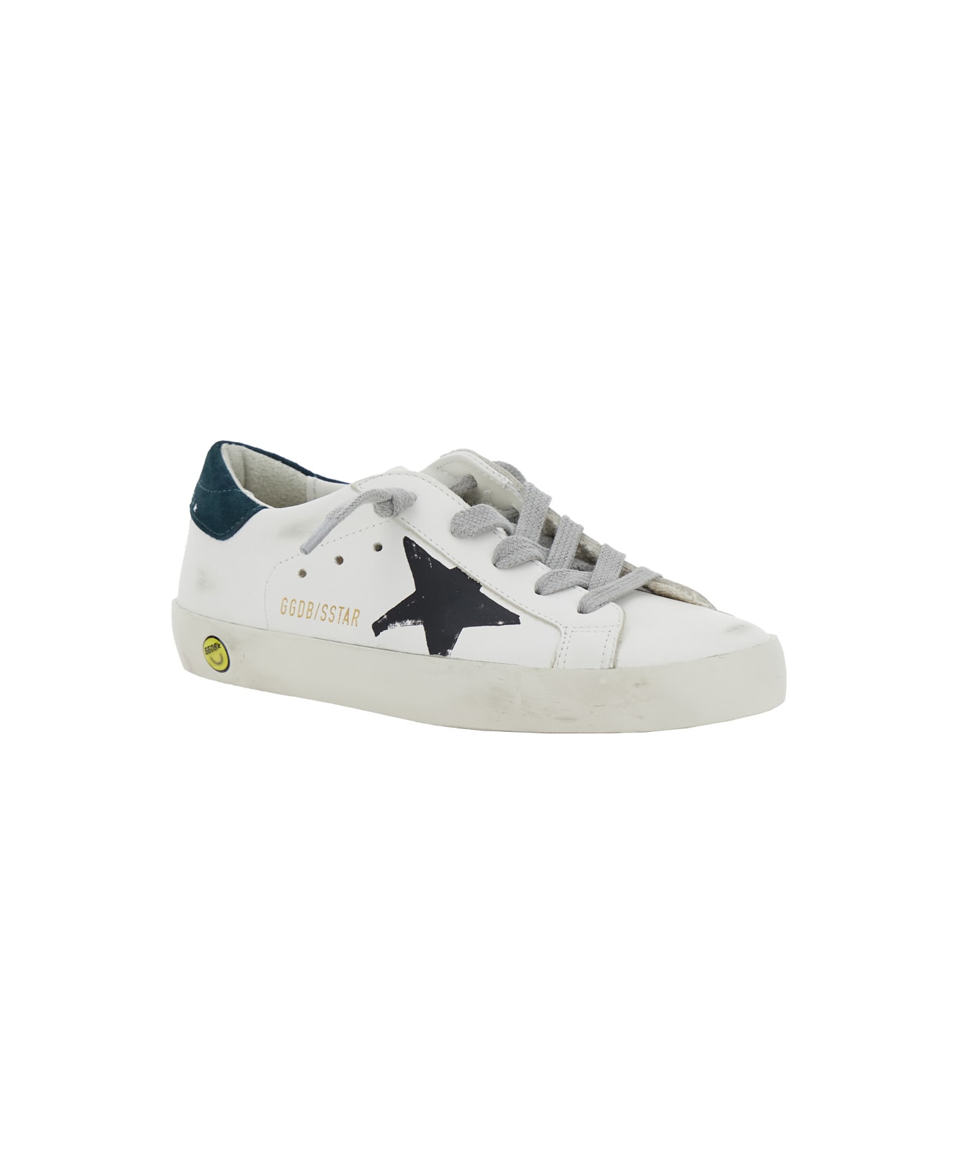 Golden Goose Super Star Leather Upper And List Printed Star Suede Heel - White