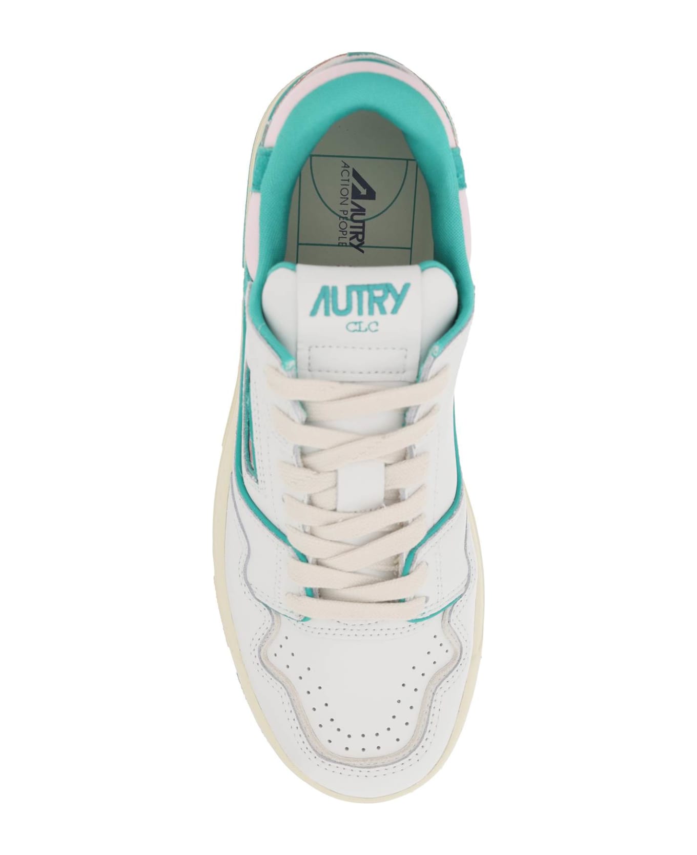 Autry Clc Sneakers In White And Green Leather - White スニーカー