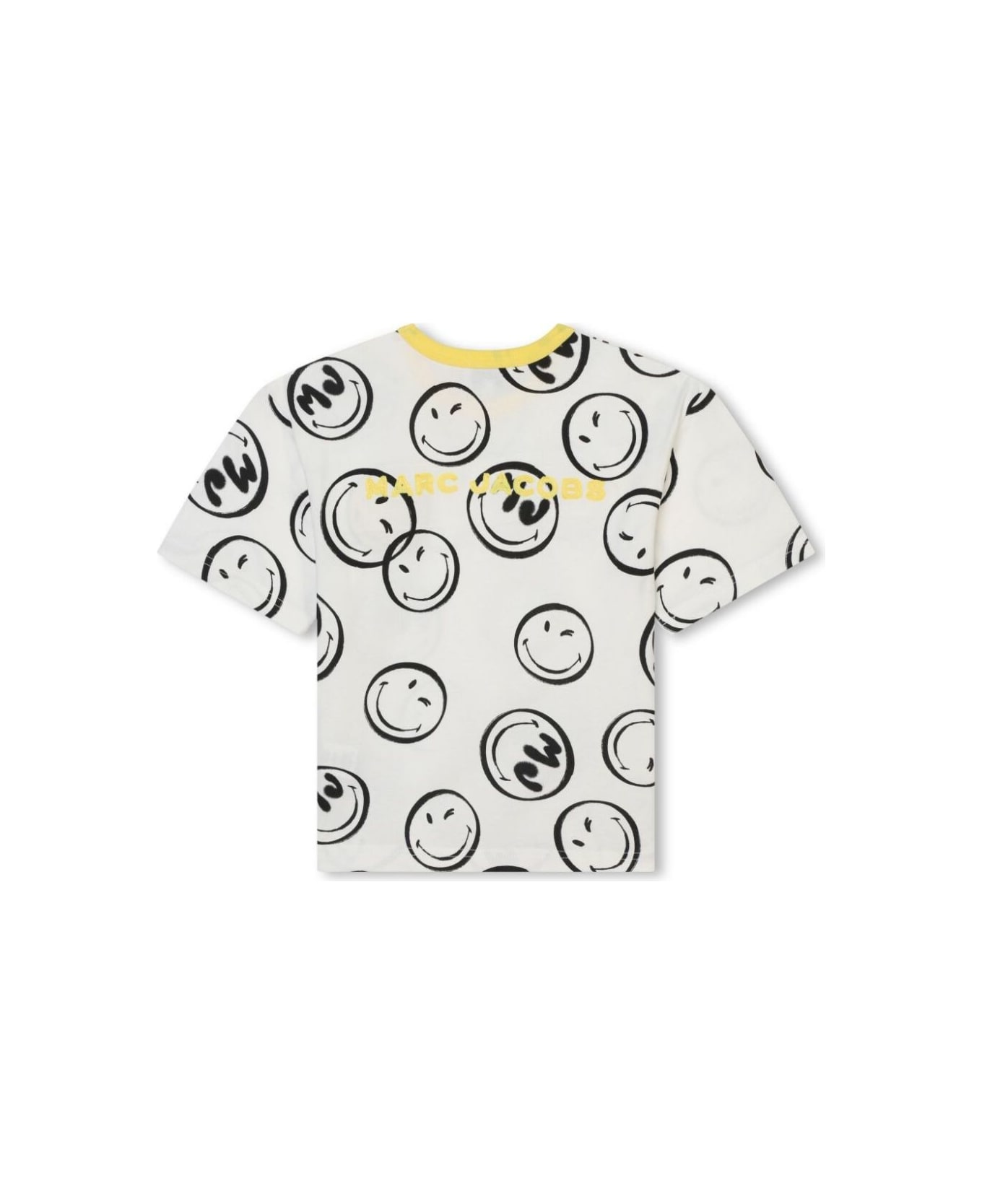 Marc Jacobs White Crewneck T-shirt With All-over Smile Print In Cotton Boy - White