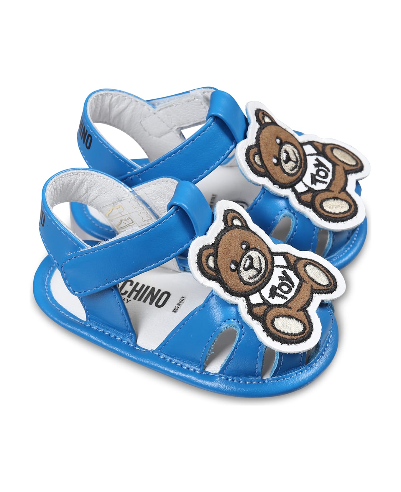 Moschino Light Blue Sandals For Baby Boy With Teddy Bear - Light Blue