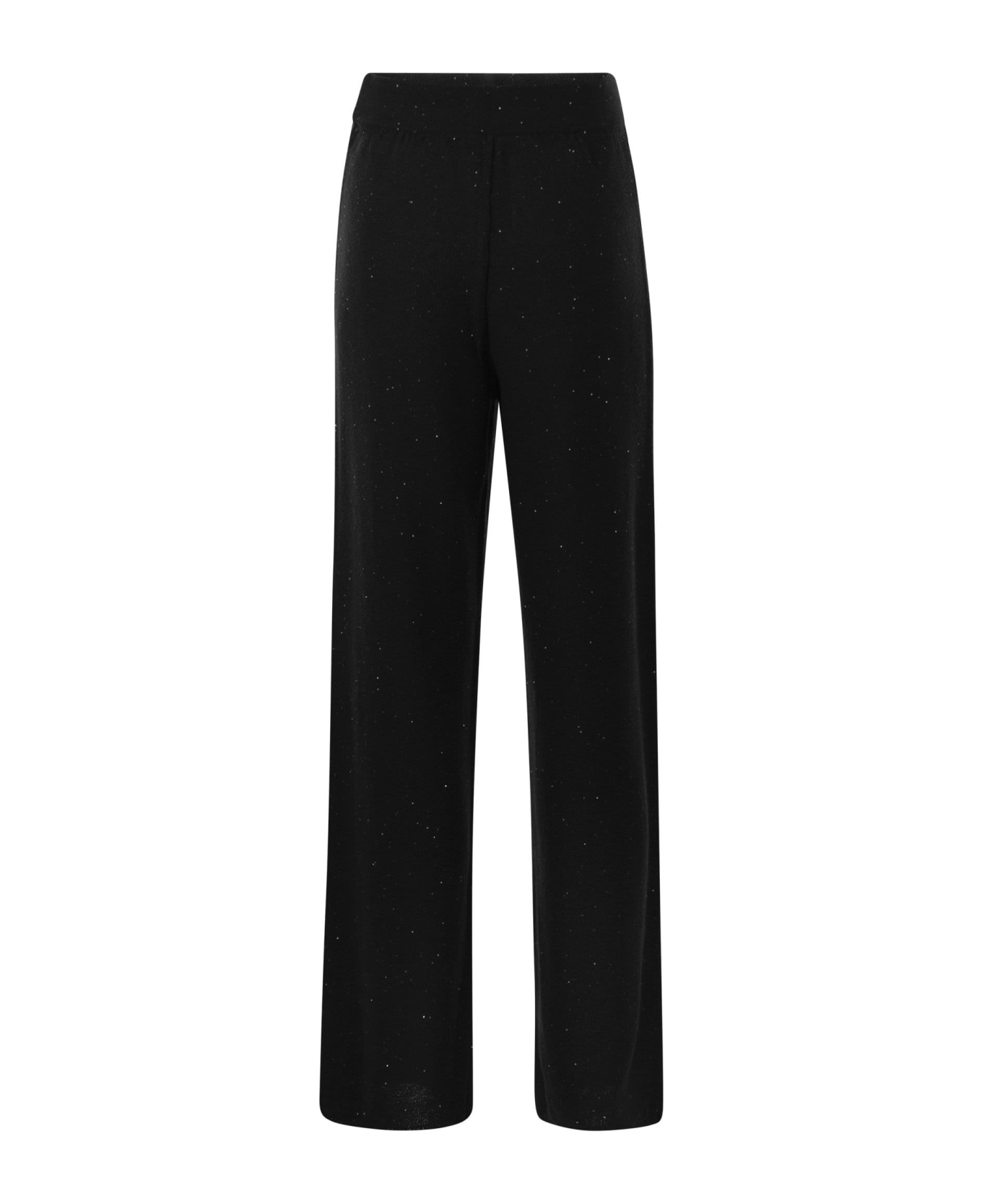 Fabiana Filippi Cotton And Linen Trousers With Micro Sequins - Black