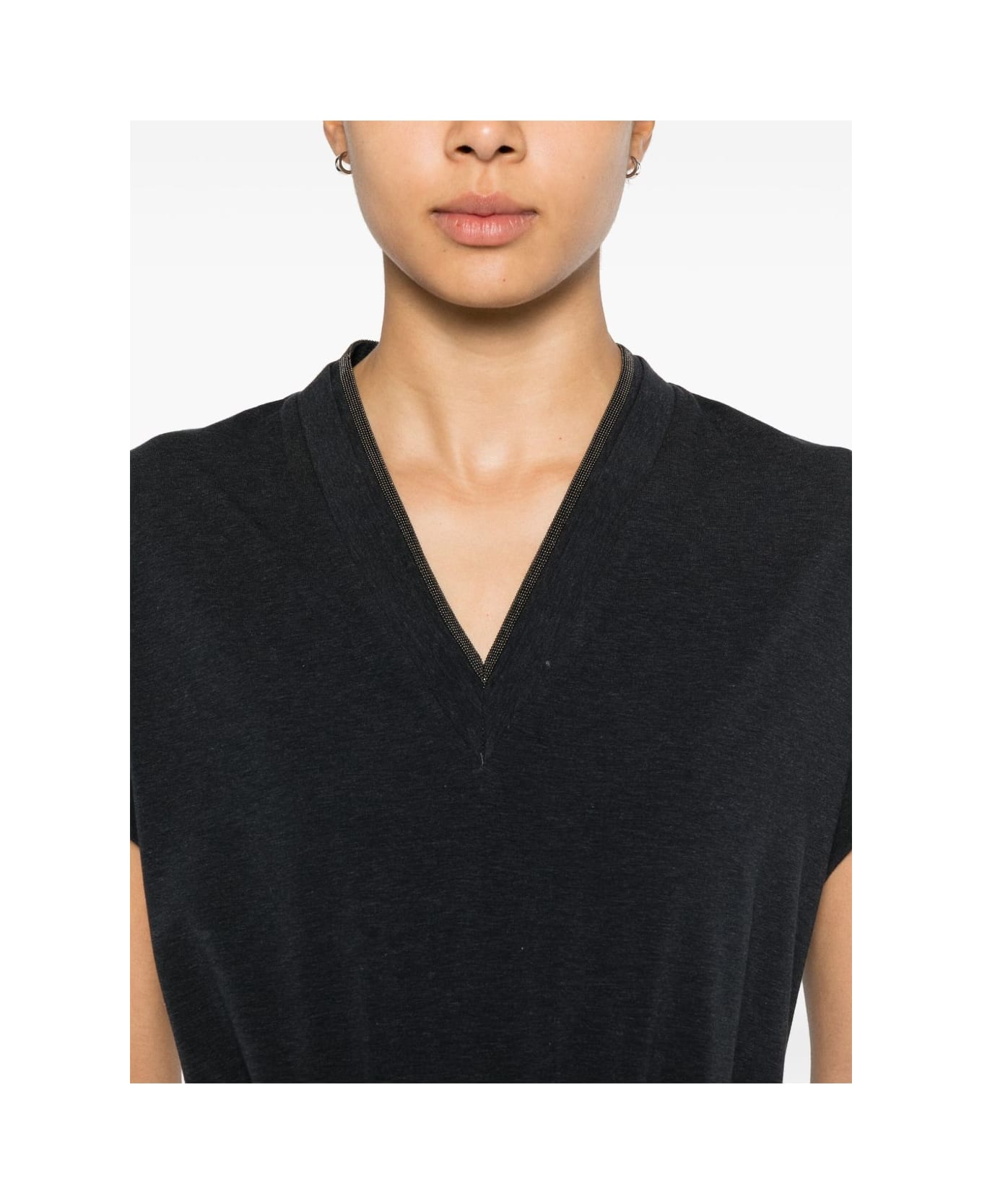 Brunello Cucinelli Cotton V-necked T-shirt - Grey