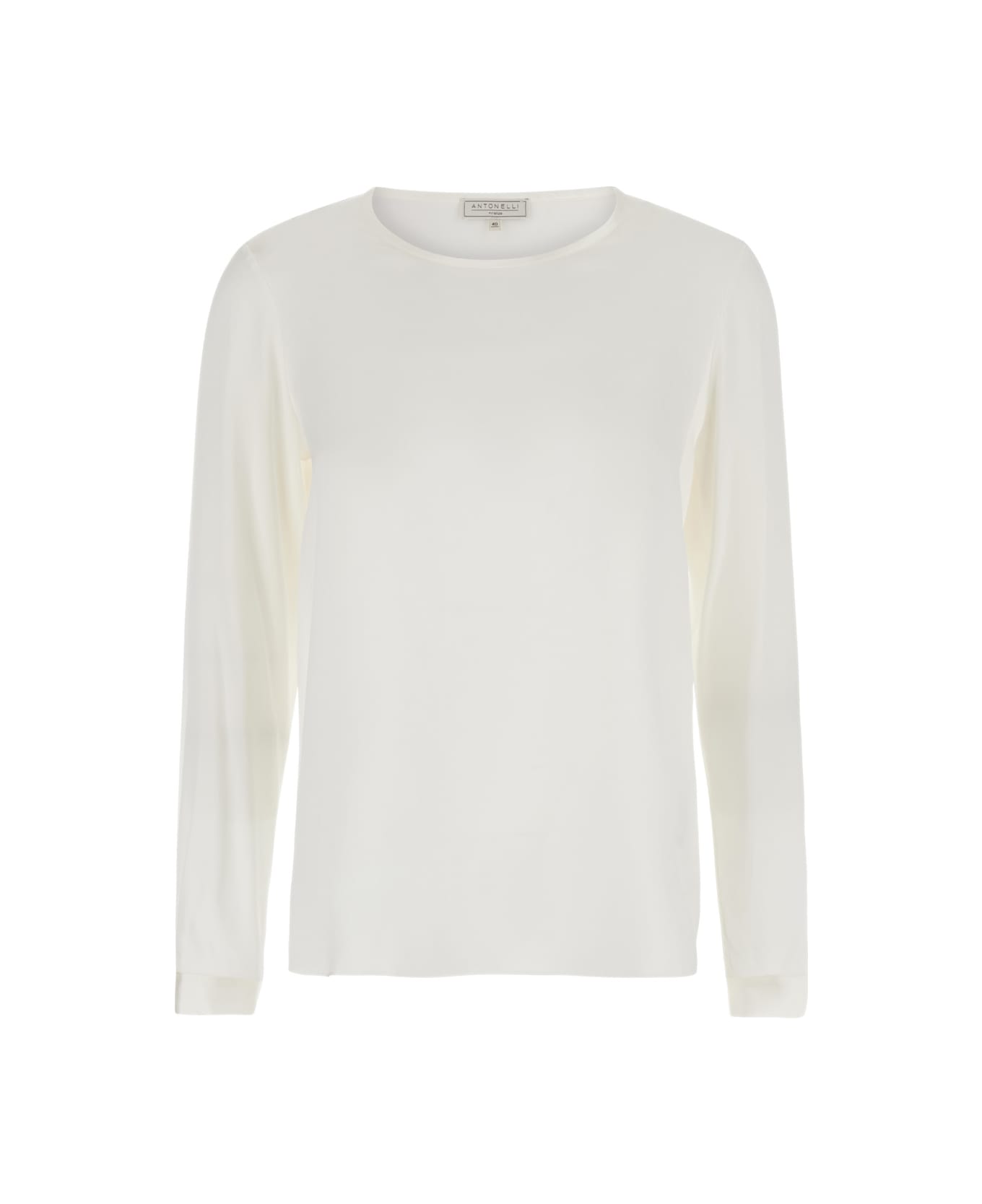 Antonelli 'adige' White Long Sleeve Top In Stretch Silk Woman - White