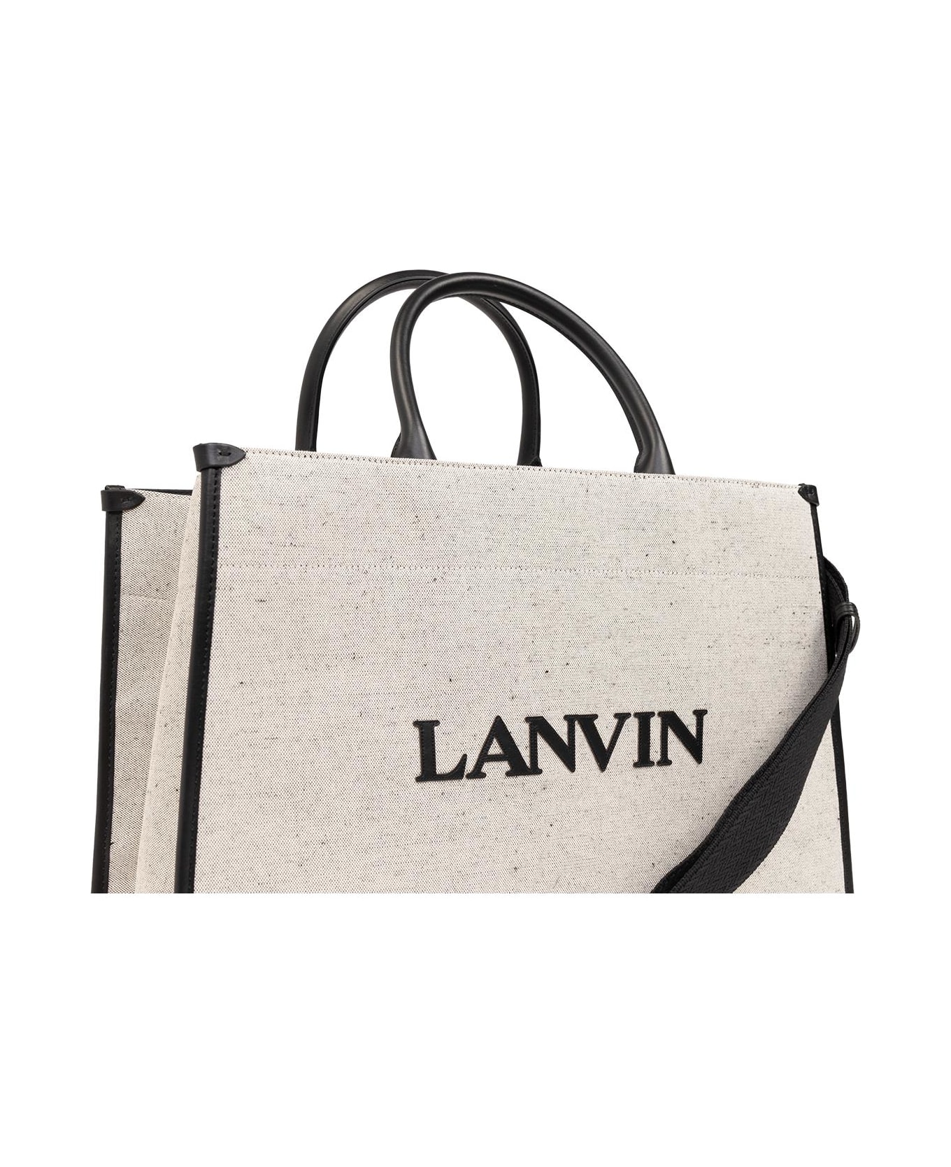 Lanvin 'mm' Shopper Bag - Beige Black トートバッグ