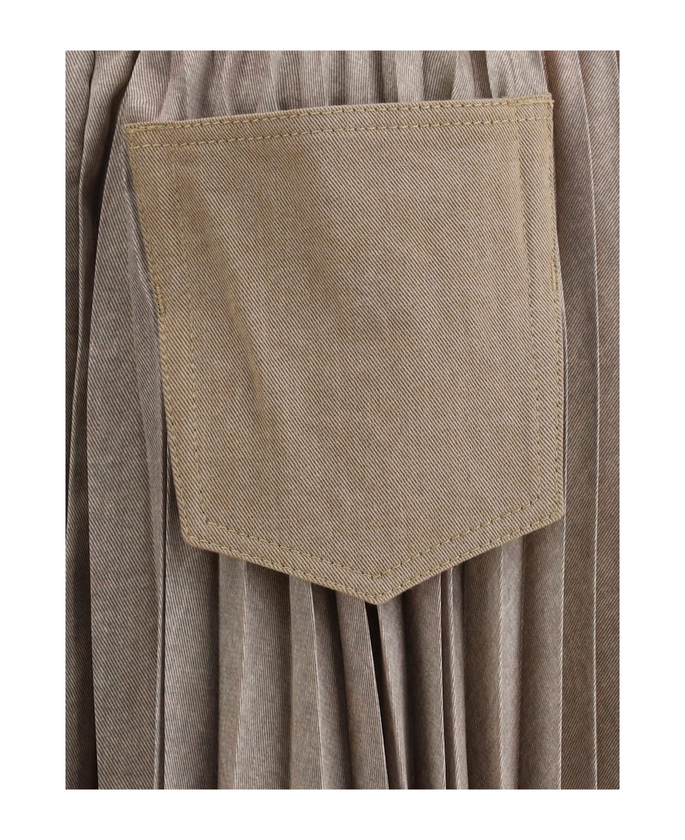 Sacai Pleated Midi Skirt - Beige