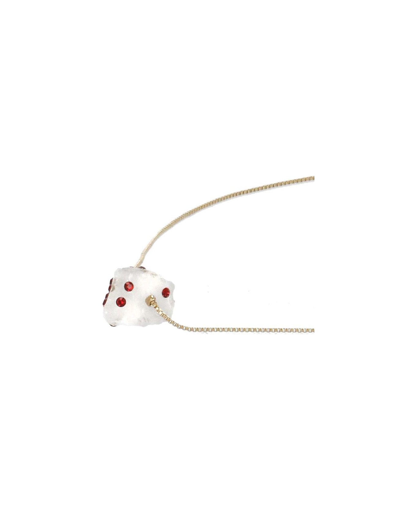 Marni Charm Detailed Pendant Necklace - WHITE/RED