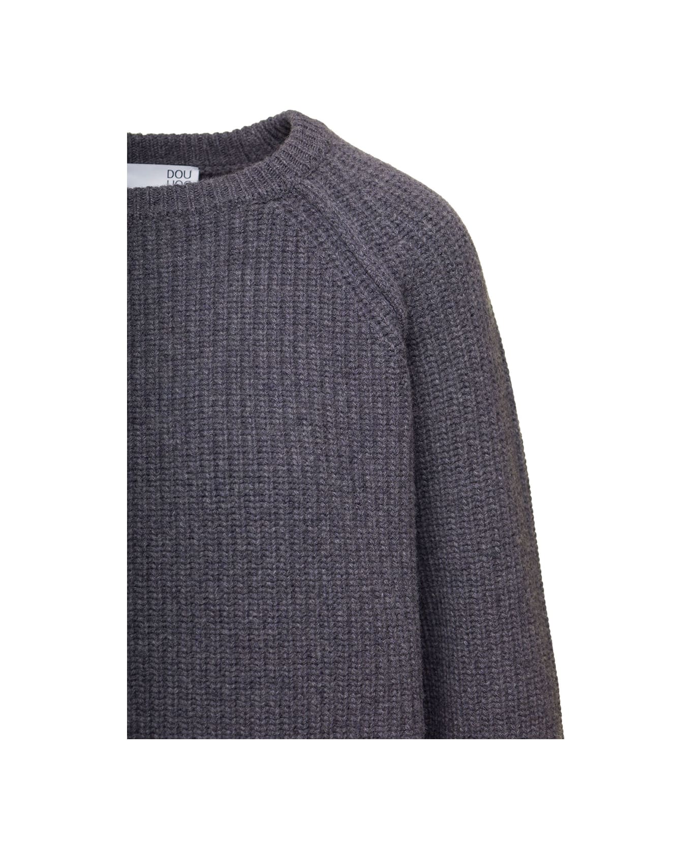 Douuod Grey Fisherman's Knit Crewneck Sweater In Wool Woman Douuod - Grey
