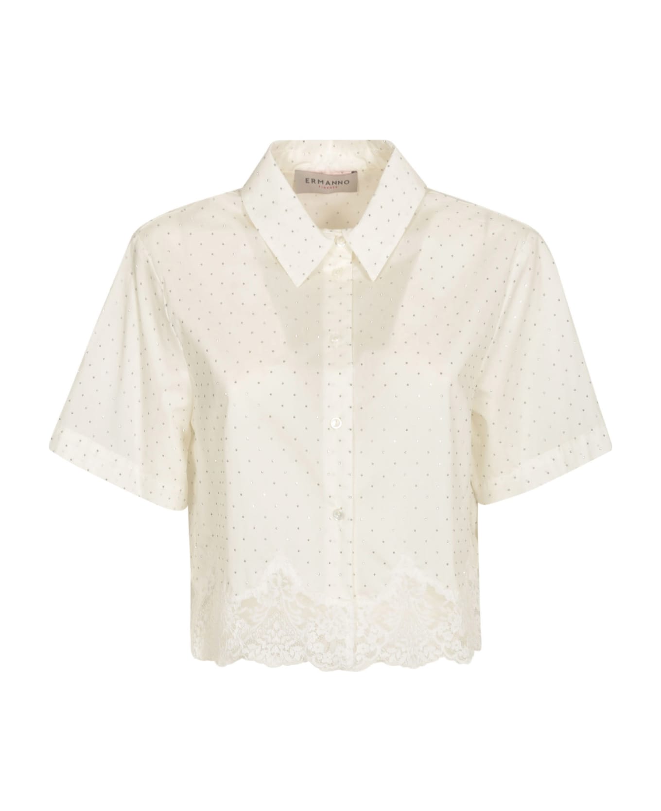 Ermanno Firenze Embellished Cropped Shirt - White シャツ